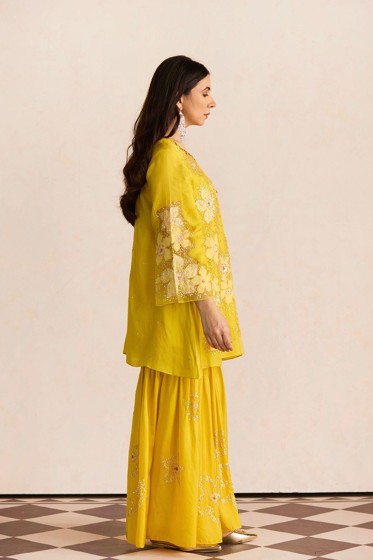 Yellow Mango Sharara Set