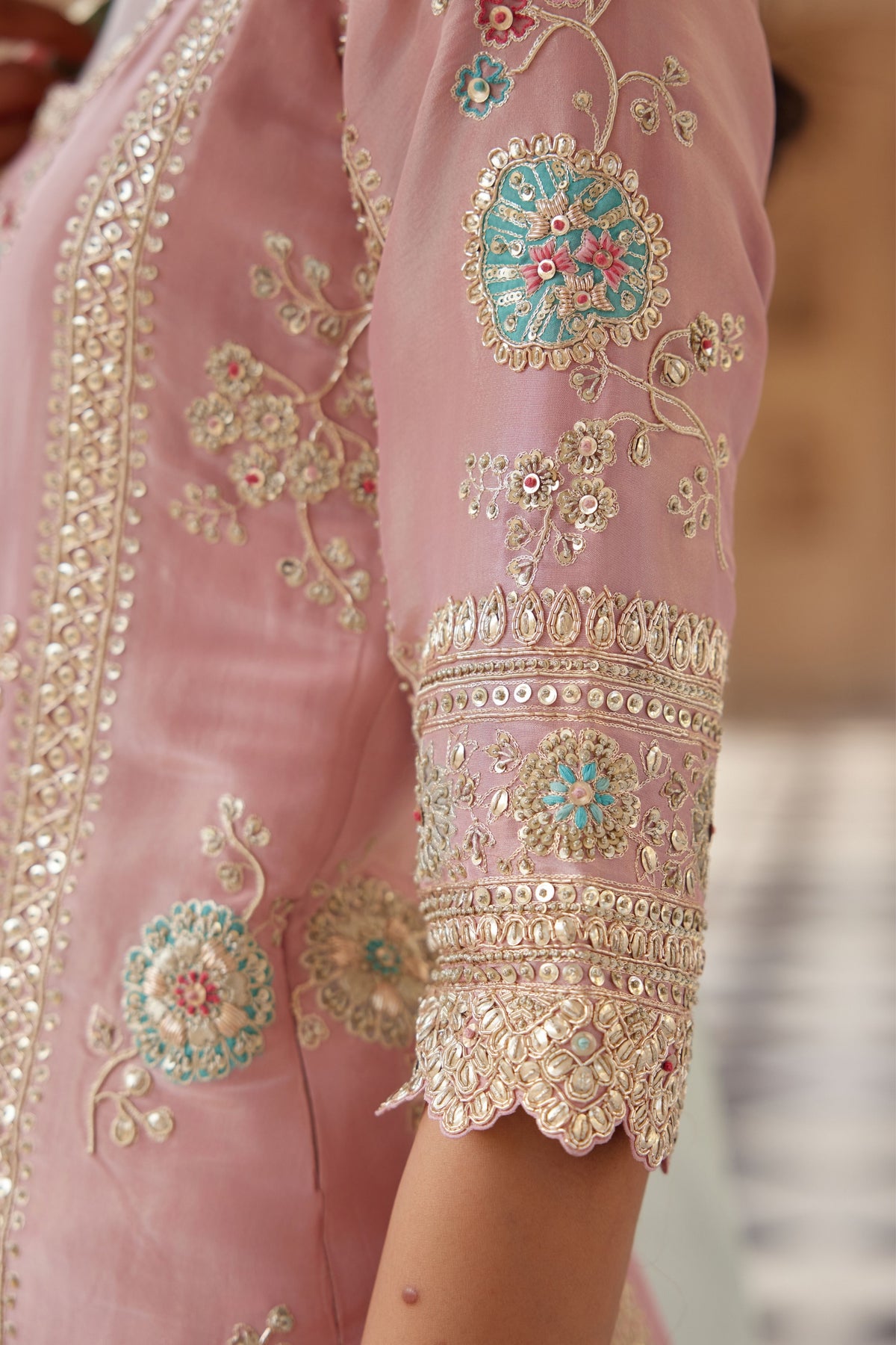 Flamingo Pink Embroidered Kurta Set