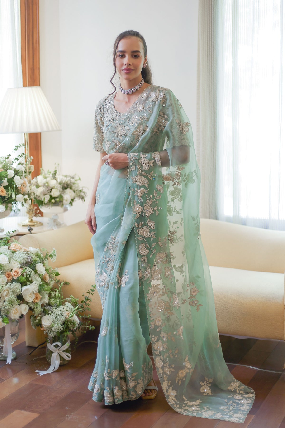 Green Garden Party Saree