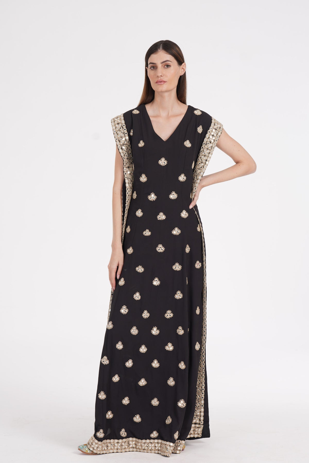 Embroidered Black Kaftan