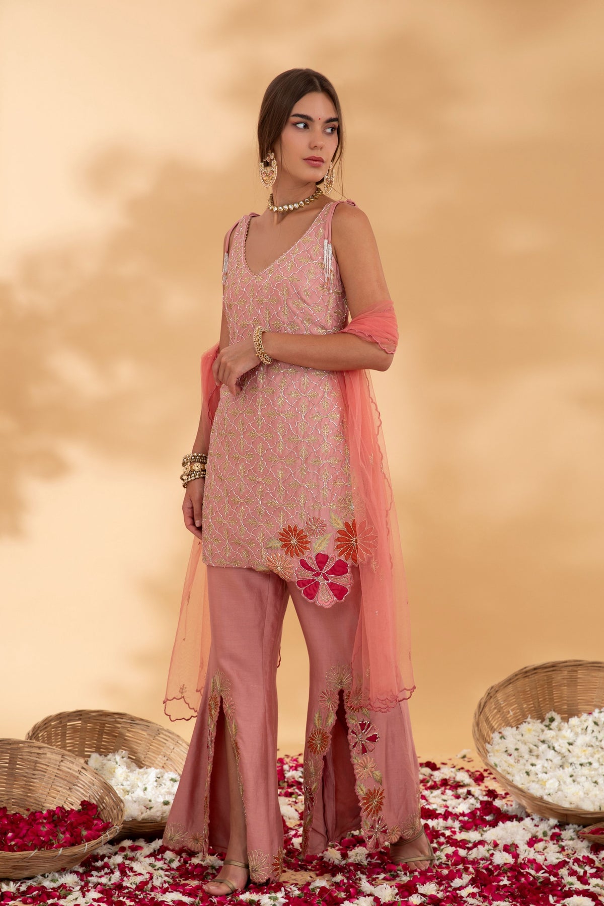 Dusty Rose Short Kurta Set