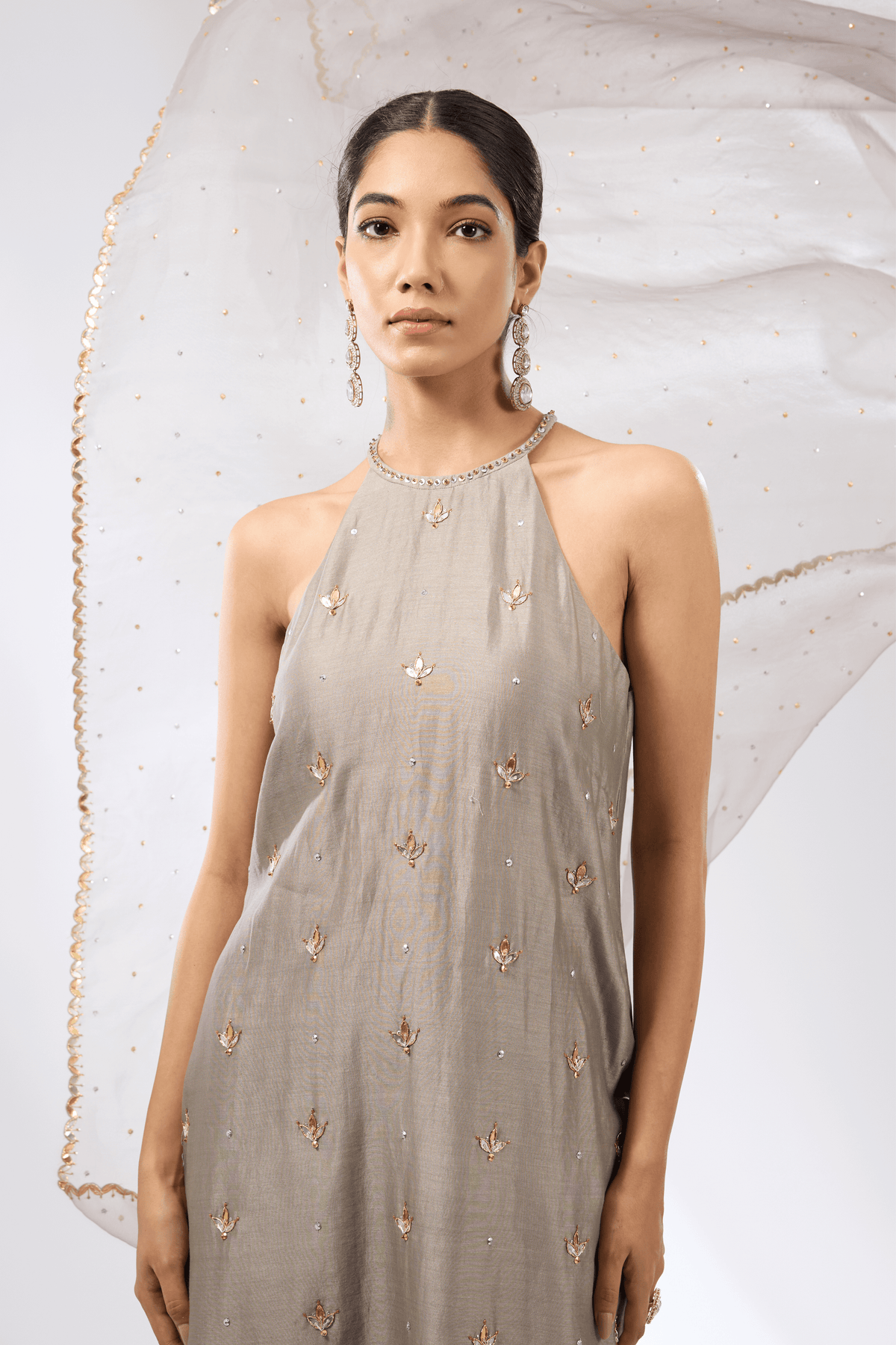 Grey Halter Kurta Set