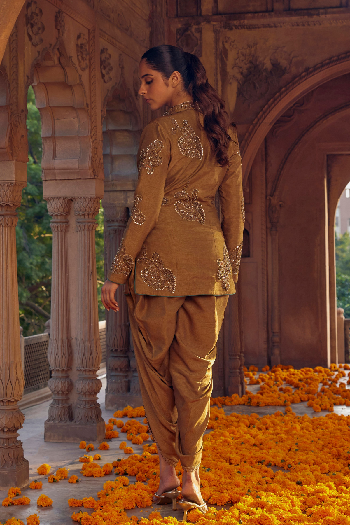 Ragini Earthy Elegance Mughal Embroidery Short Shirt