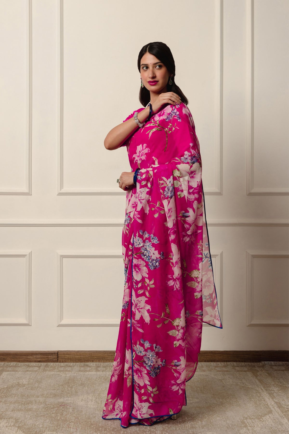 Callie Printed French Chiffon Saree