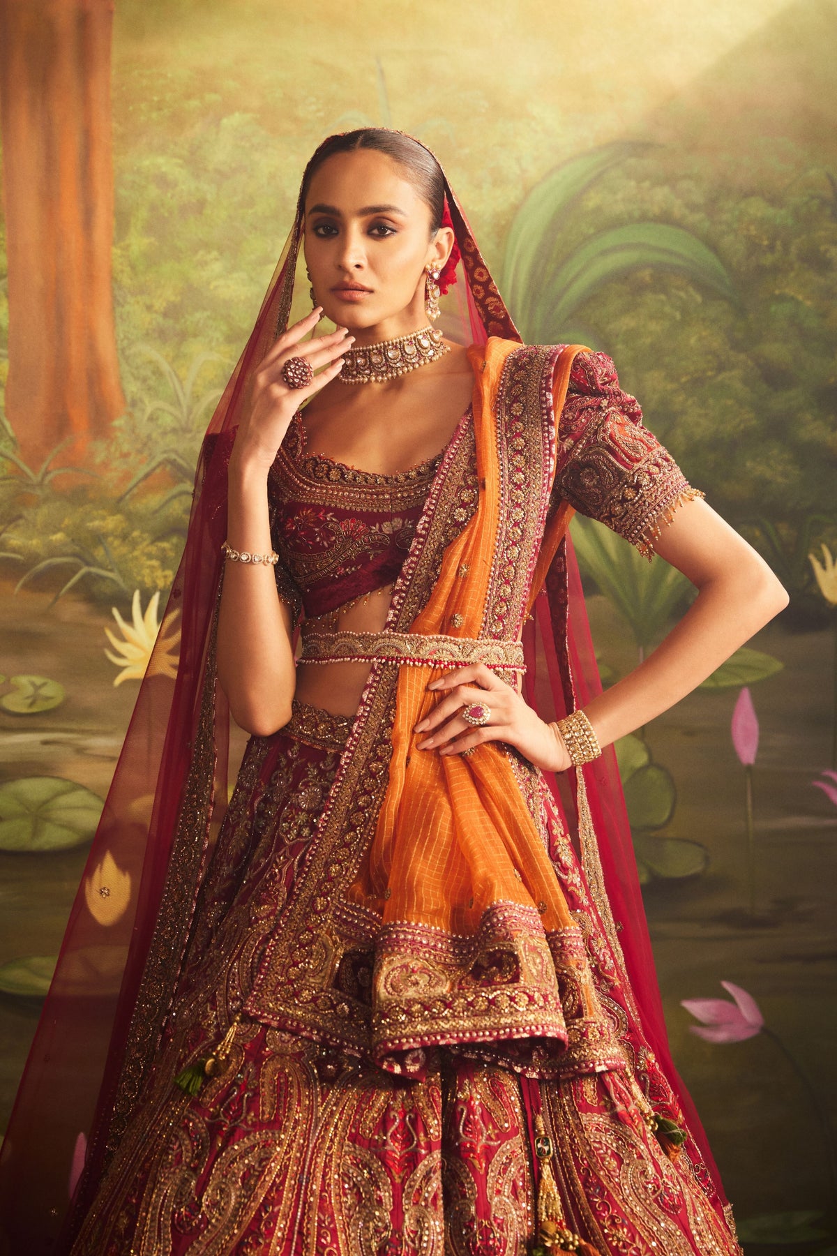 Maroon Organza Sequence Lehenga