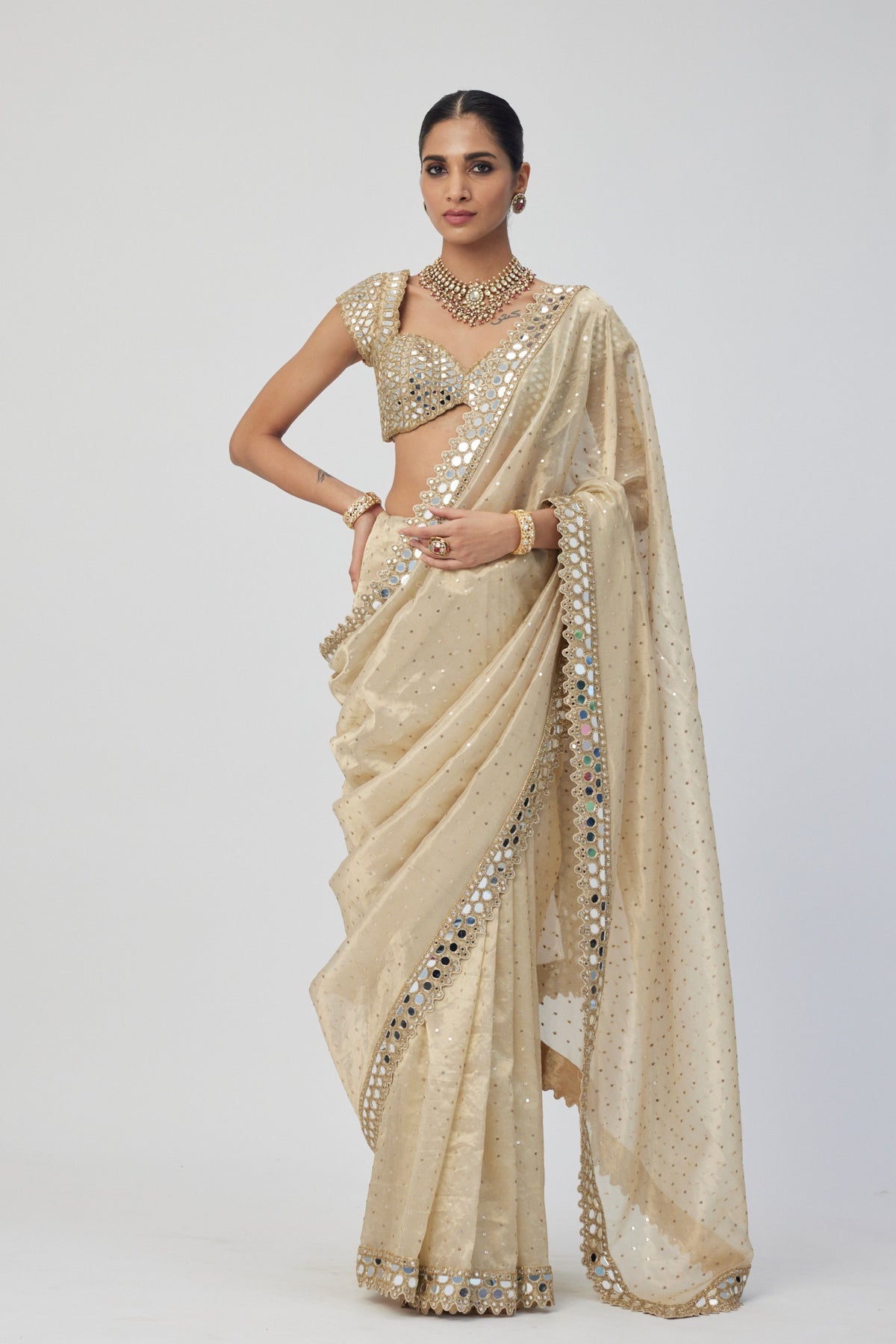 Golden Shimmer Saree Set