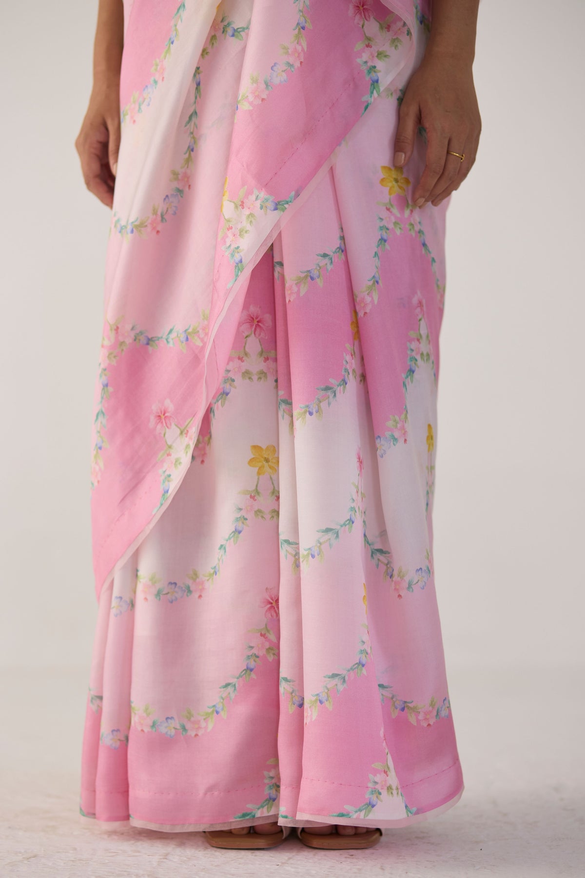 Pink Gulmarg Mulberry Organza Silk Sari