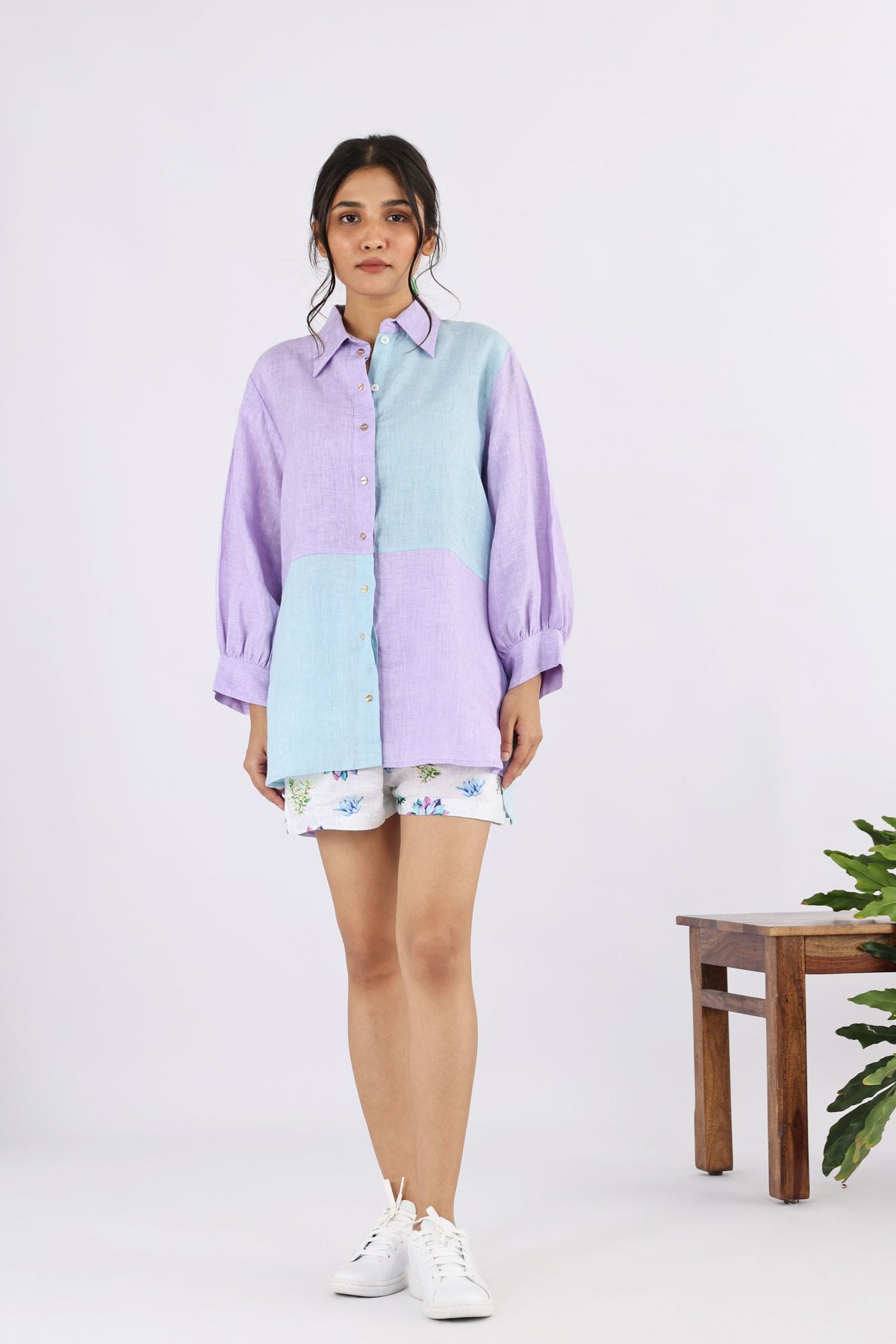 Mauve &amp; Pale Blue Alocasia Shirt