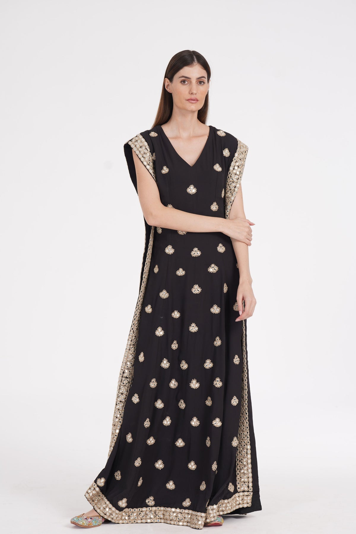 Embroidered Black Kaftan