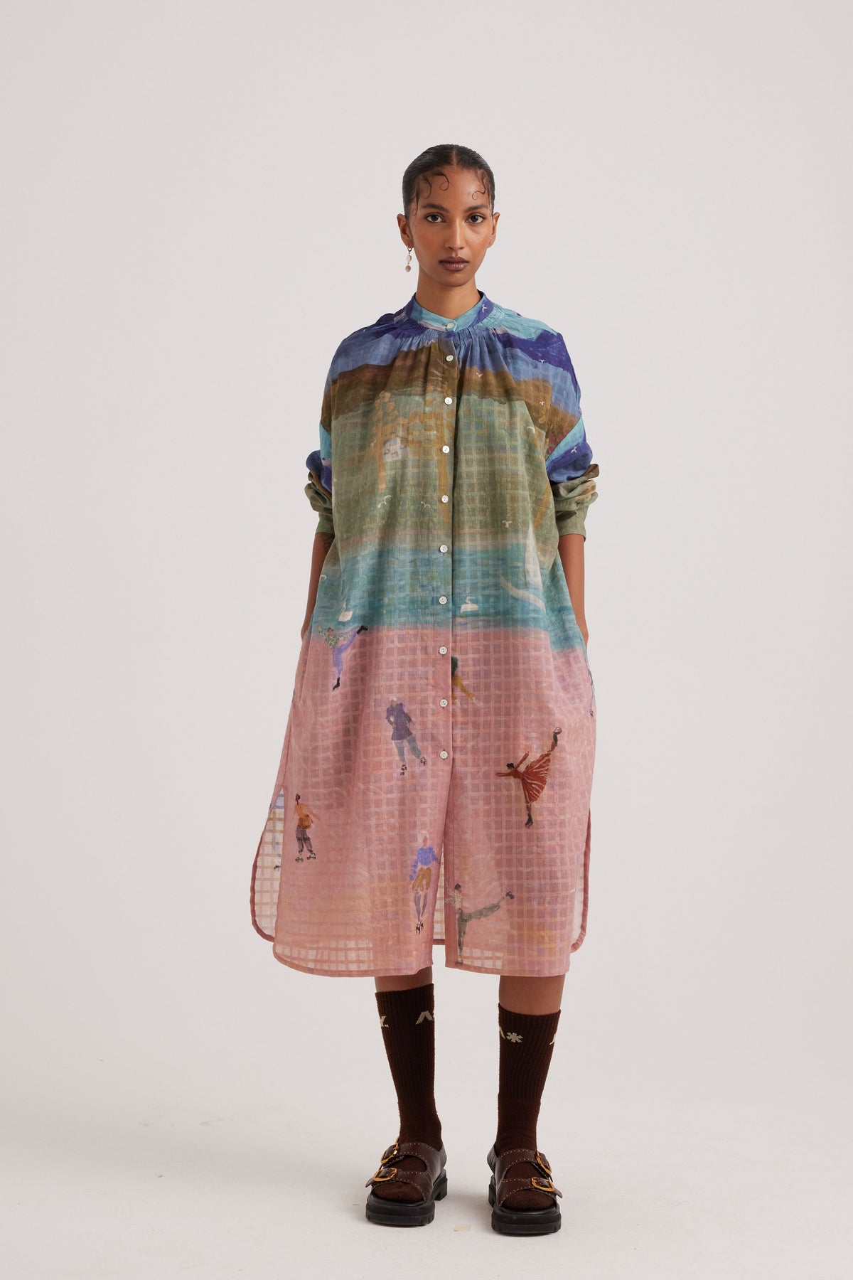 Skater Kaftan Shirt Dress