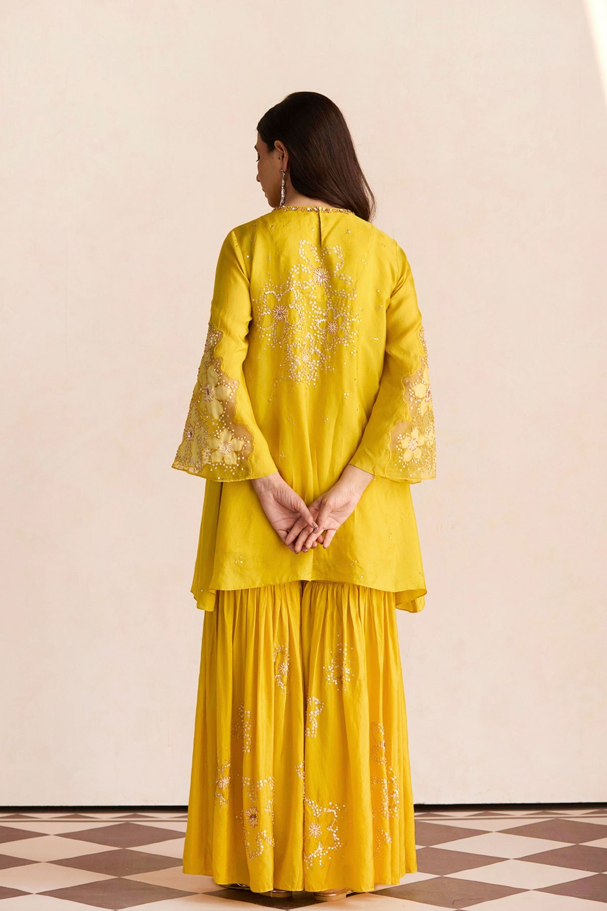 Yellow Mango Sharara Set