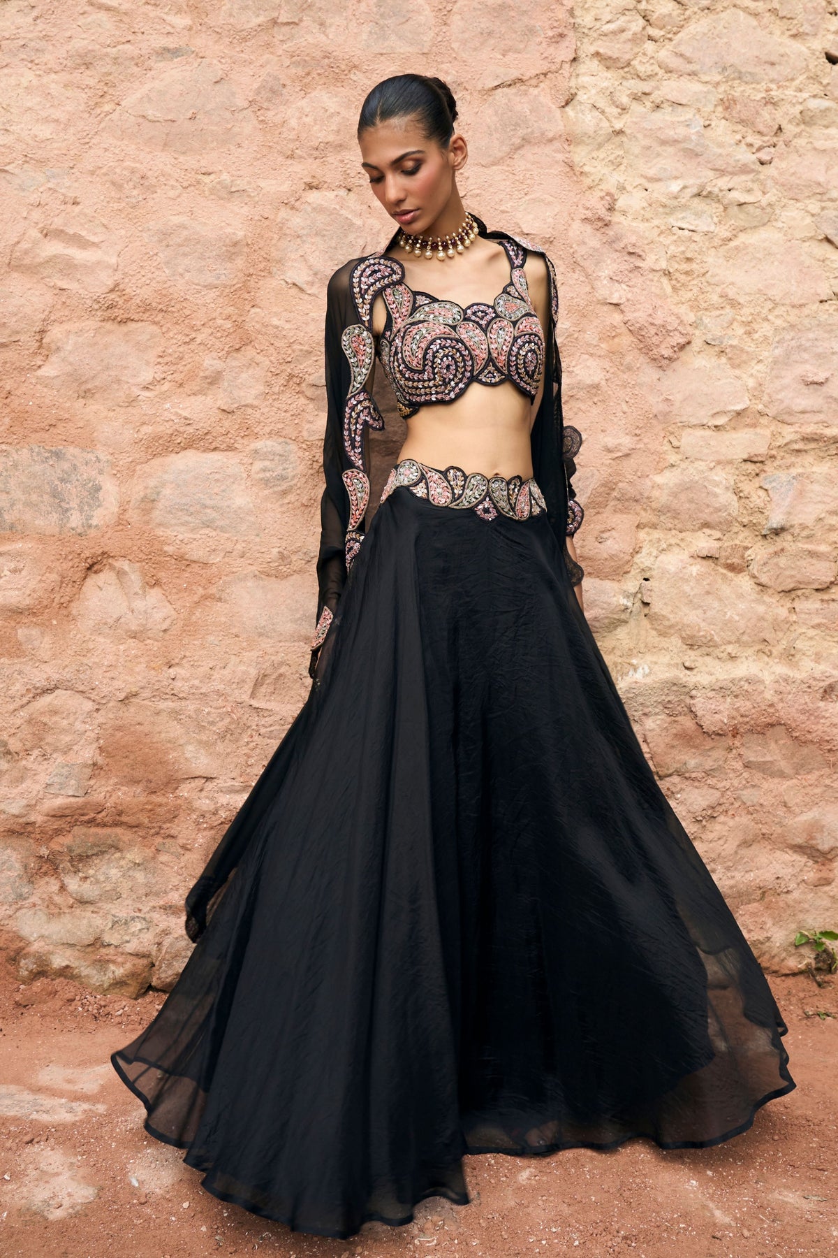 Siyah Lehenga Set