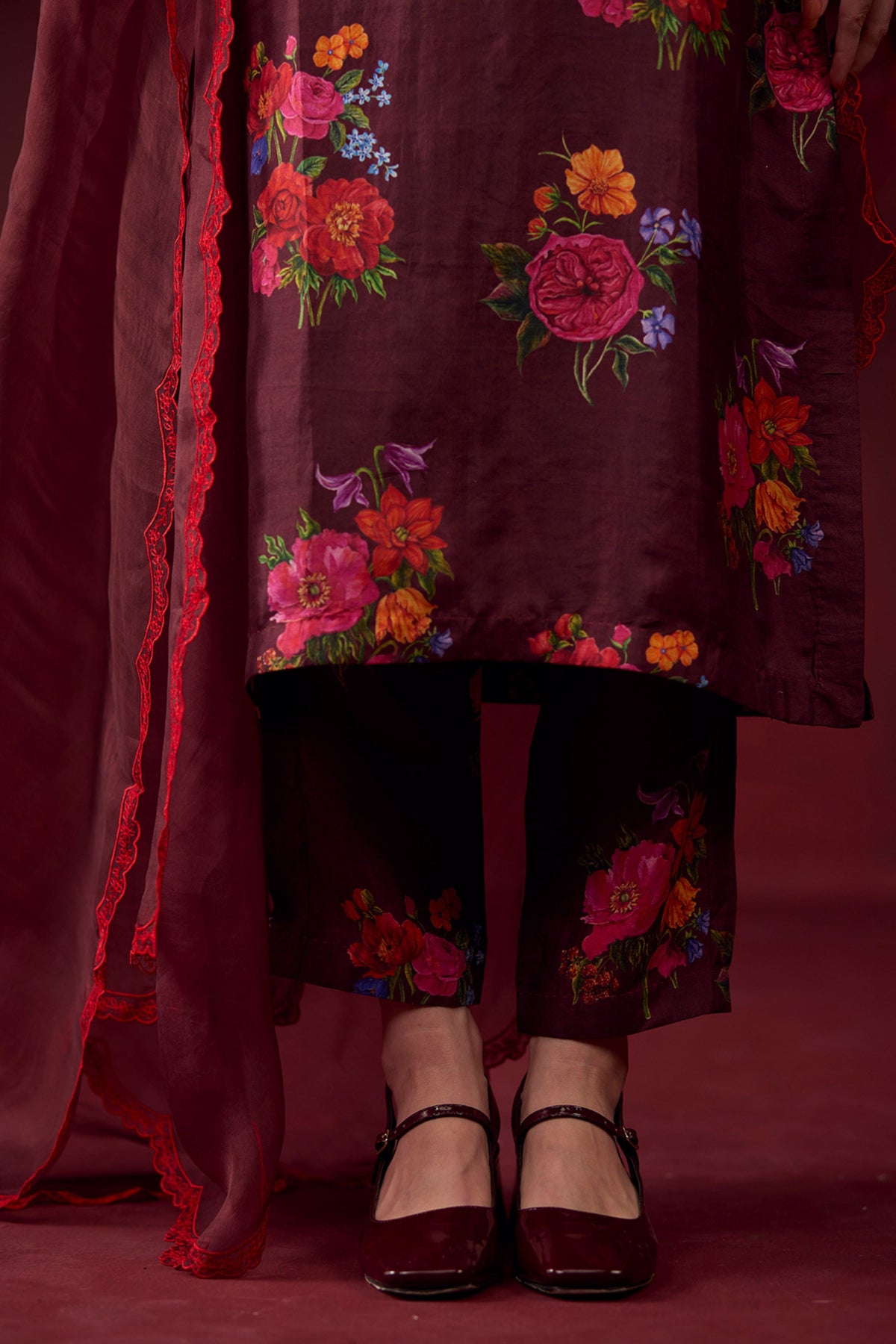 Enchanted Bloom Burgundy Kurta Set