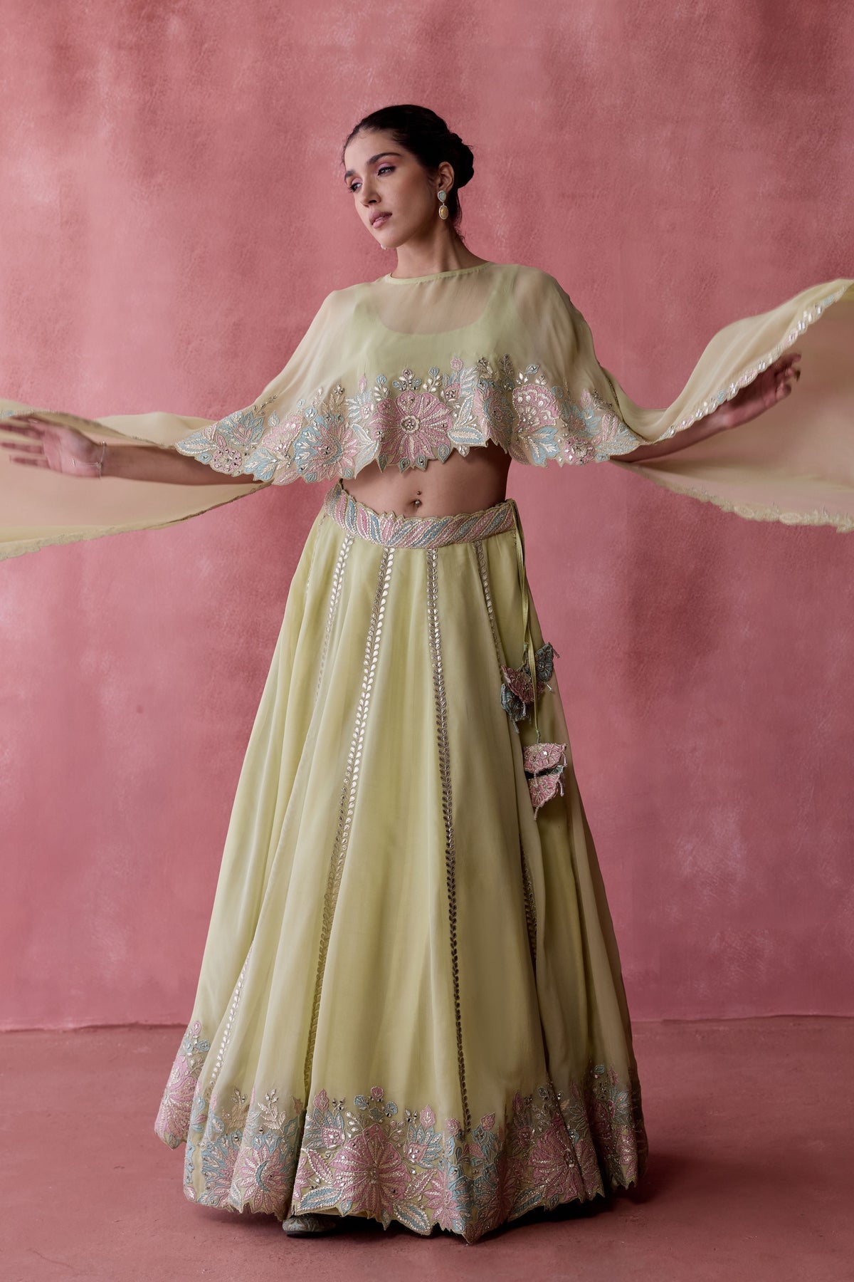 Green Cape Lehenga Set