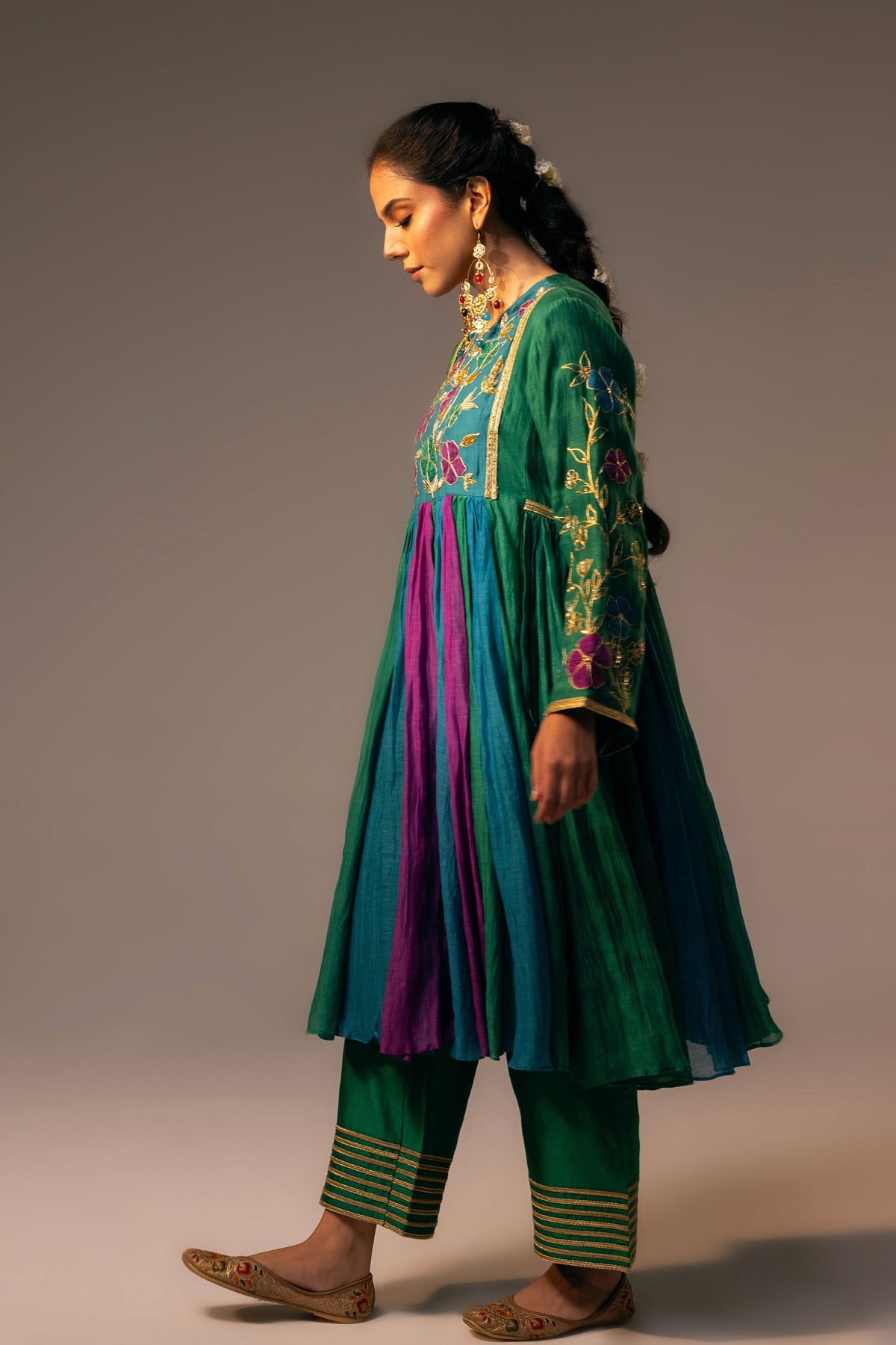 Multi Coloured Anarkali Set