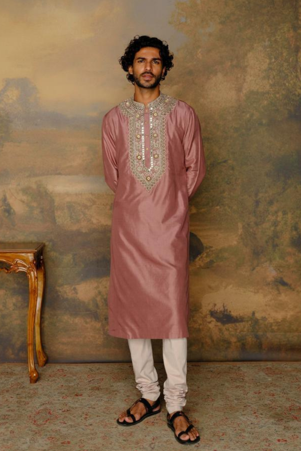 Peach Embroidered Kurta Set