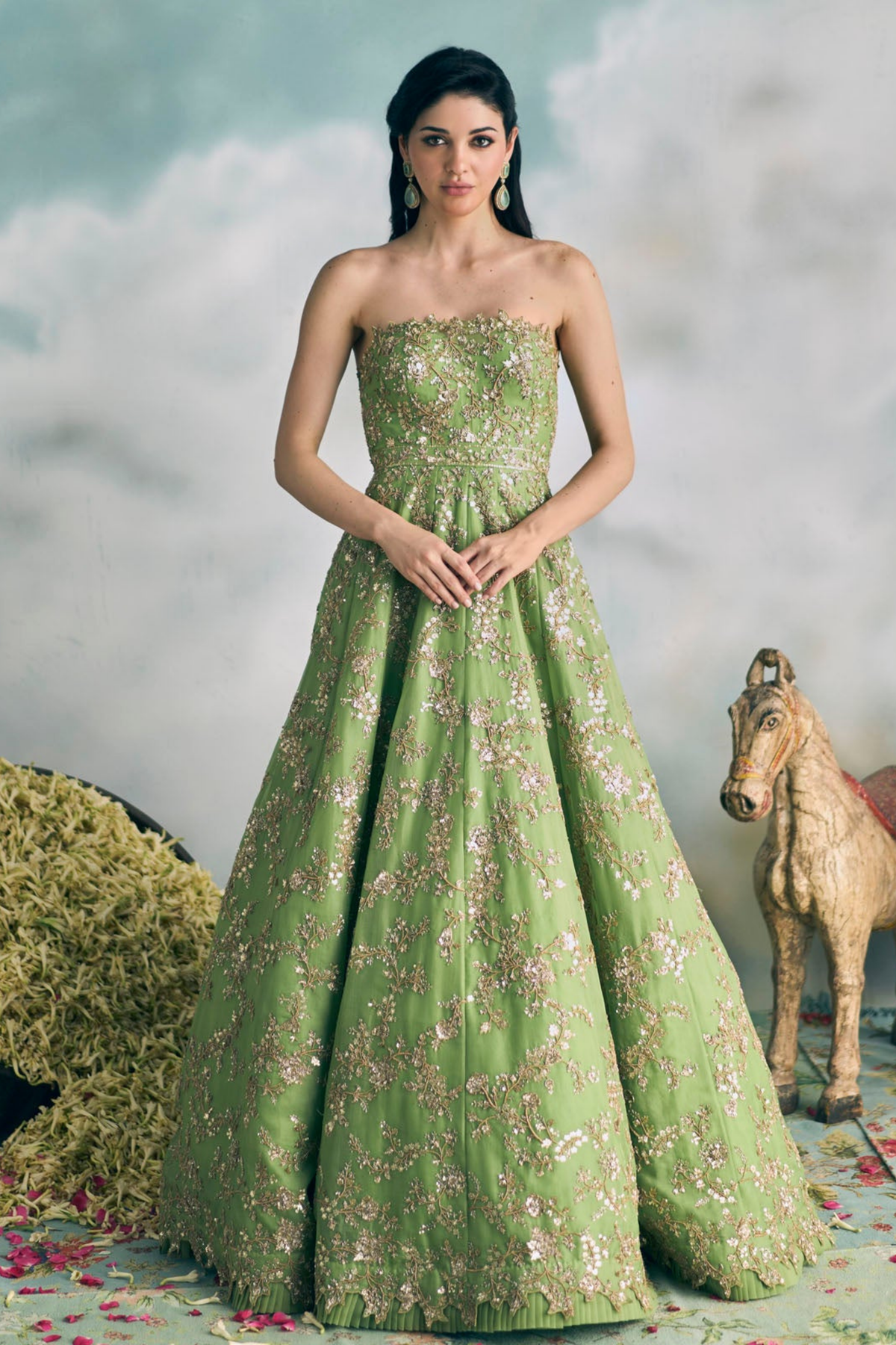 Green Chamak Gown