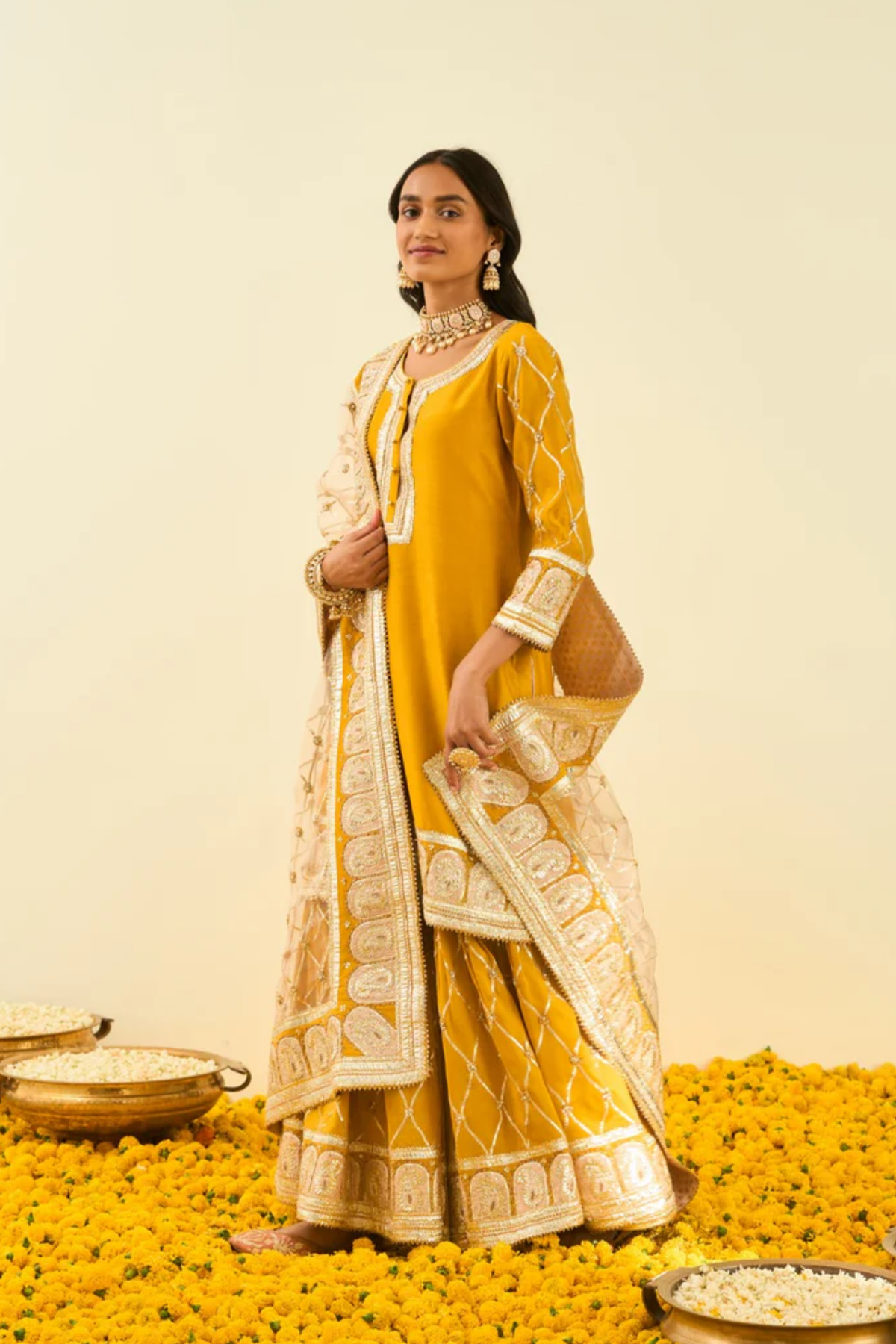 Shabina glaze mustard kurta set