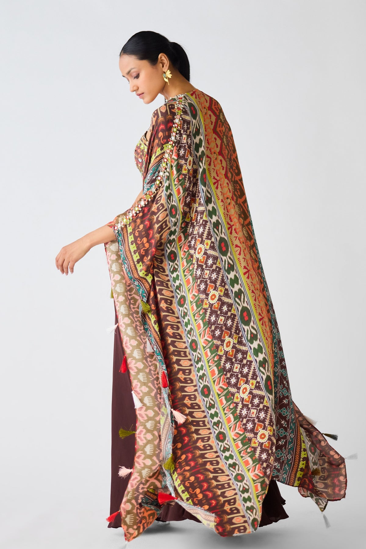 Brown Printed Cape Set