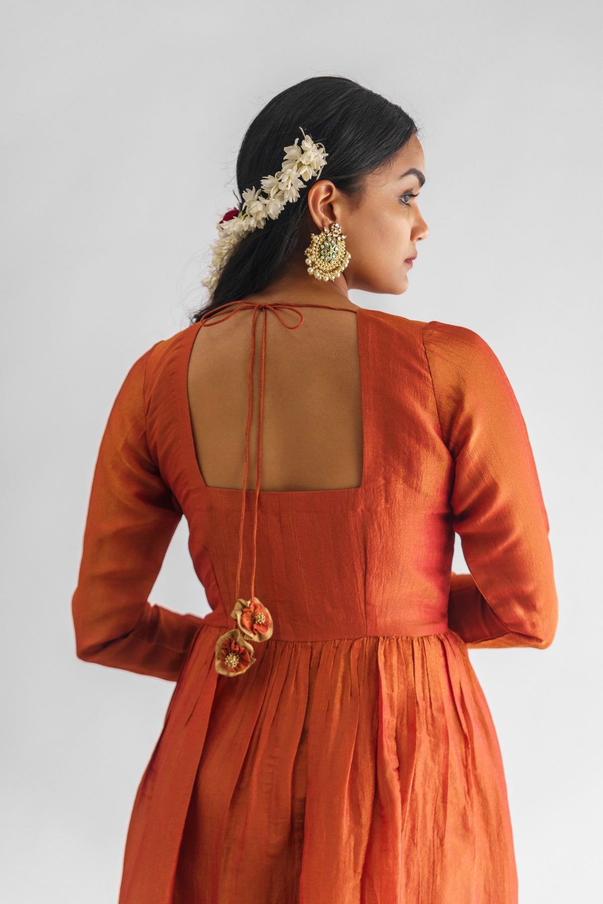 Rust Orange Georgette Tissue Kurta