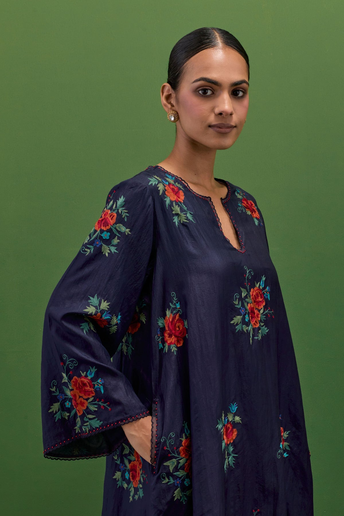 Midnight Blue Roses Kurta Set