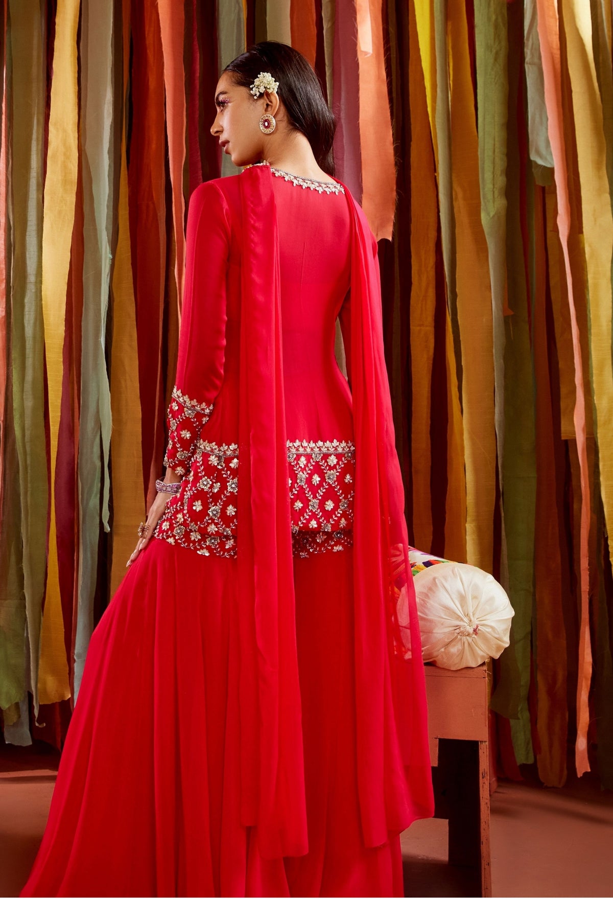 Pink Sequins Embroidered Sharara Set