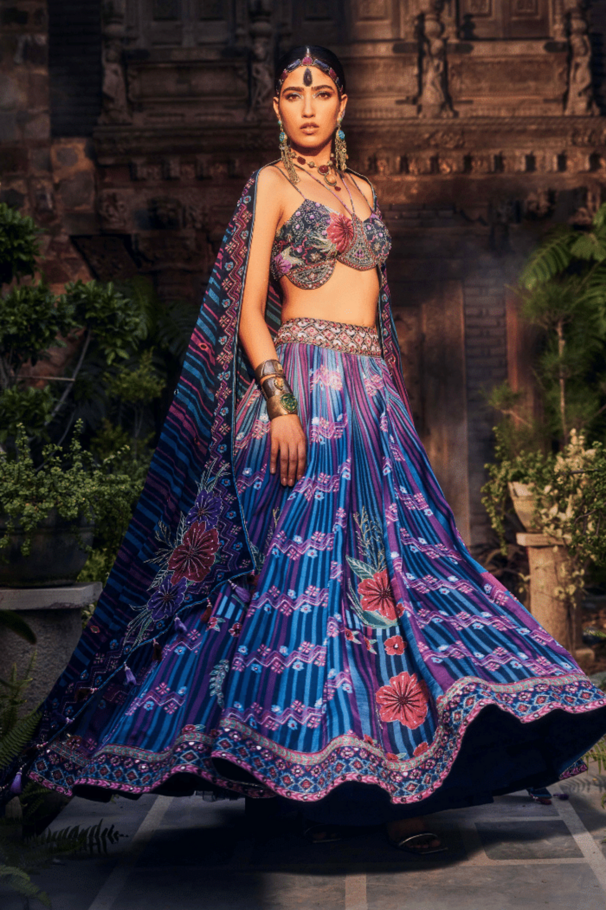 Raas Aqua Embroidered Lehenga Set