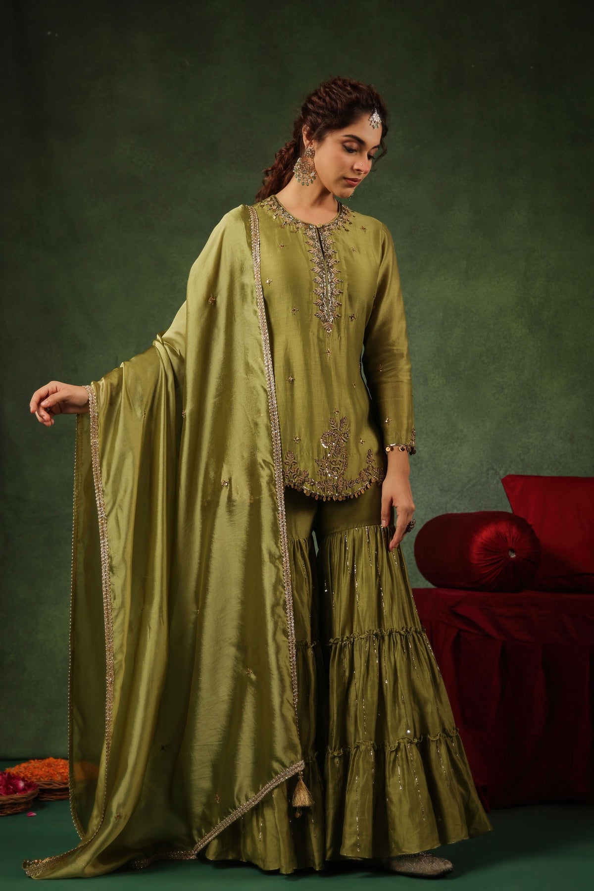 Green Sharara Set