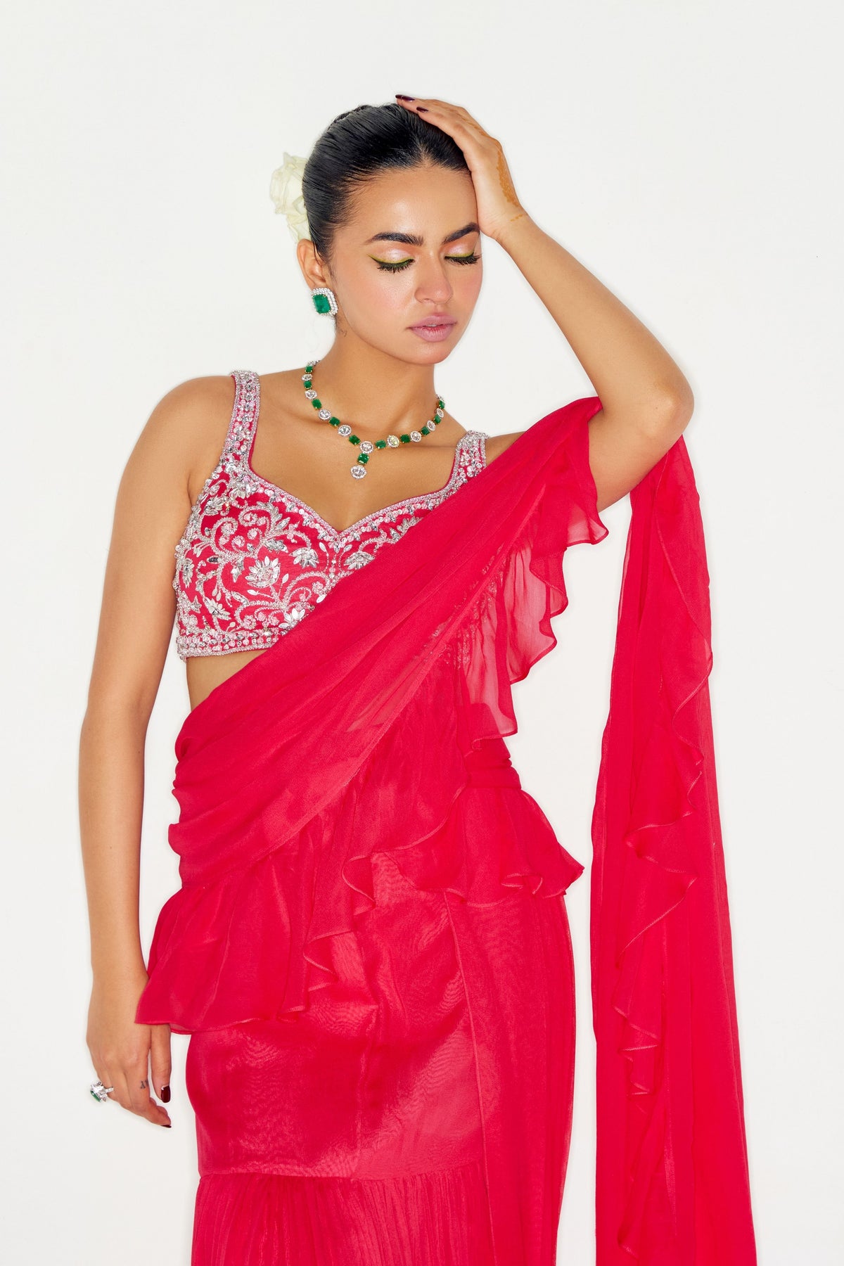 Sweetheart Pre-pleated  Ruffle Saree