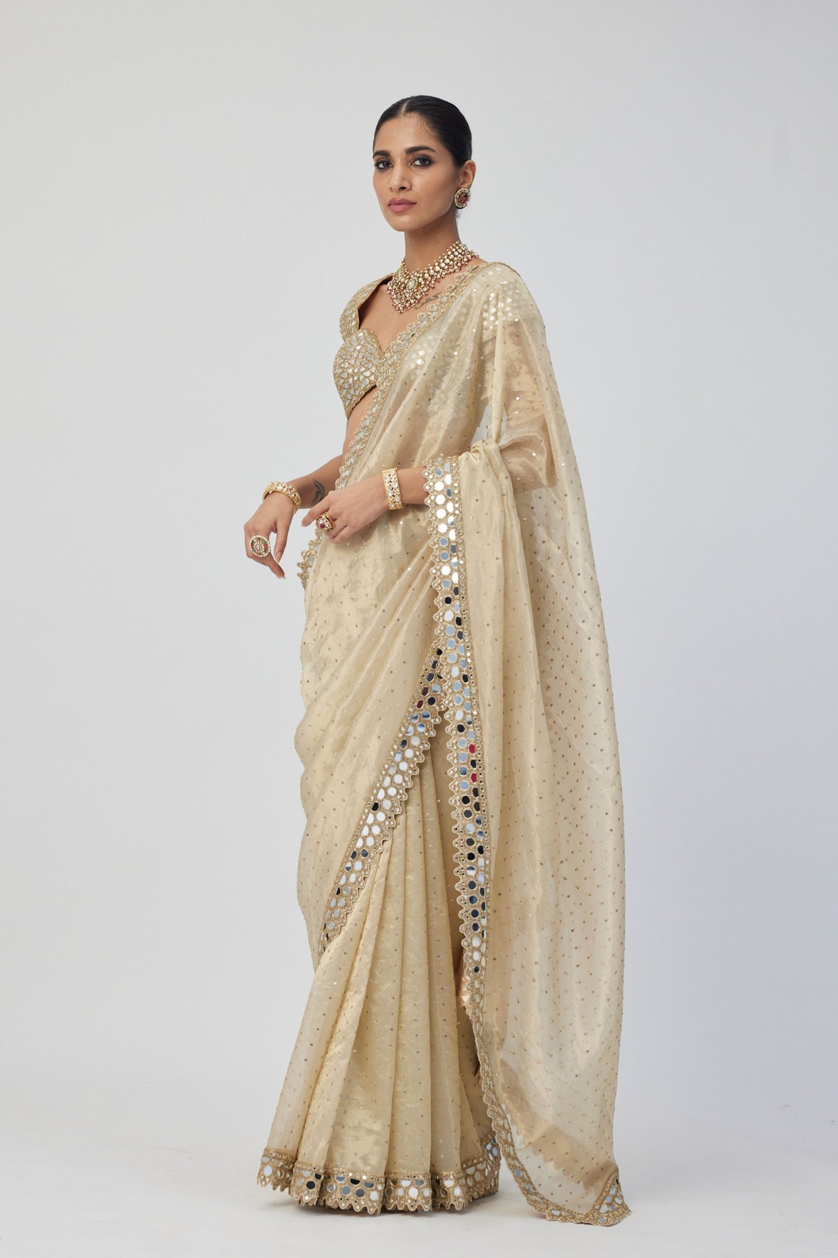 Golden Shimmer Saree Set