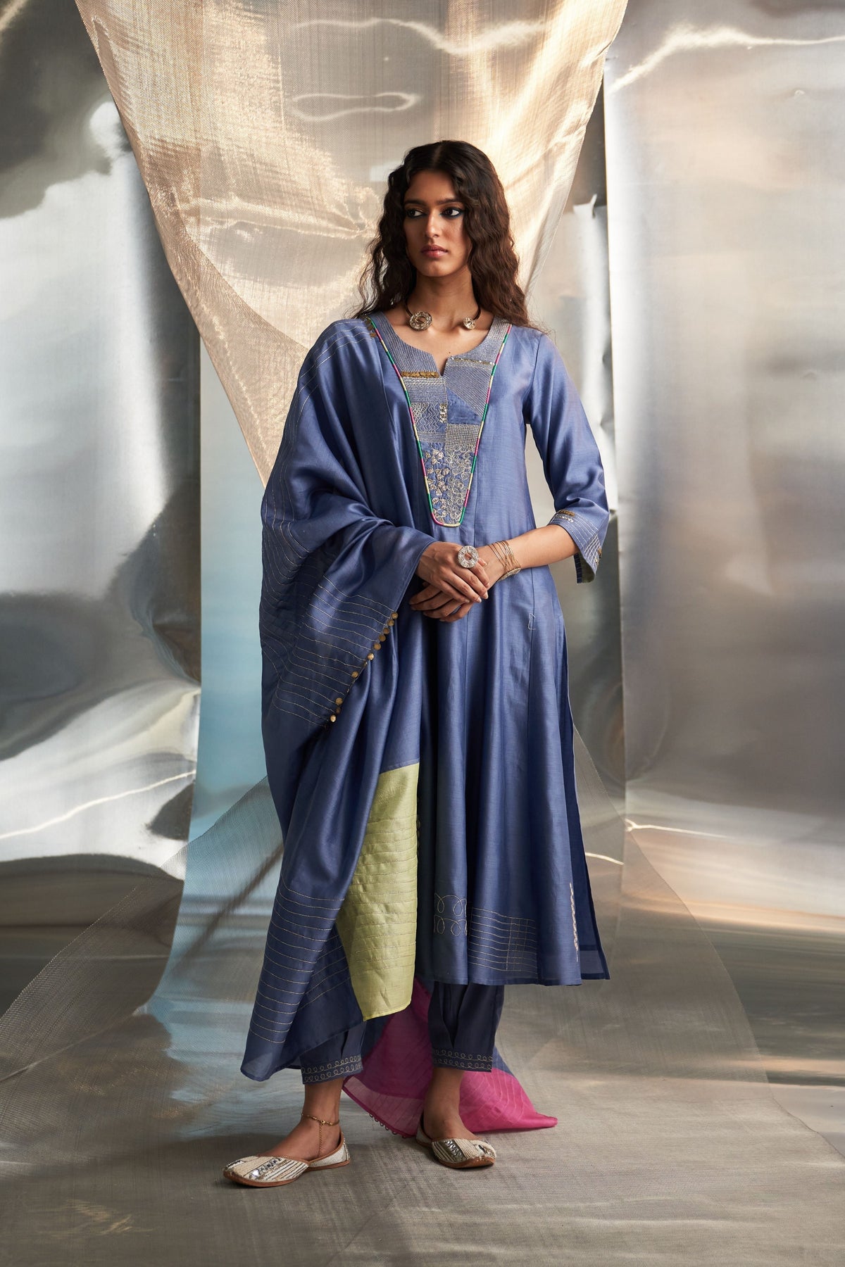 Blue Flared Kurta Set