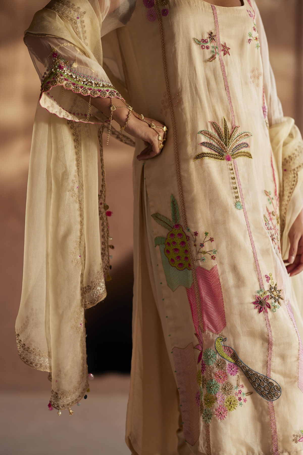 Nadira Ivory Organza Kurta Set