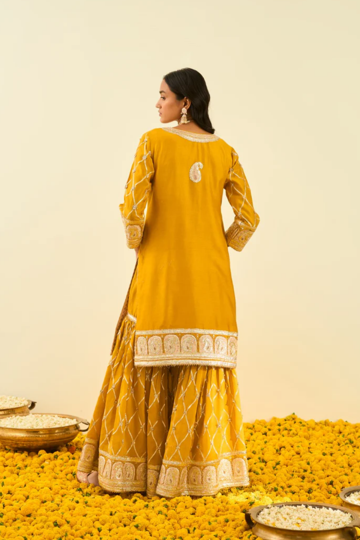 Shabina glaze mustard kurta set