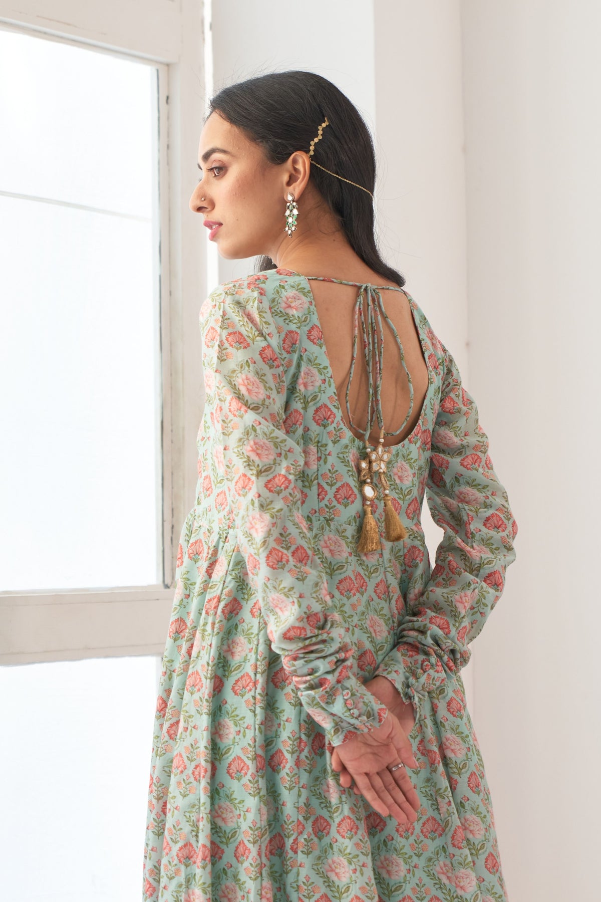 Aqua Peony Anarkali  Chudidar