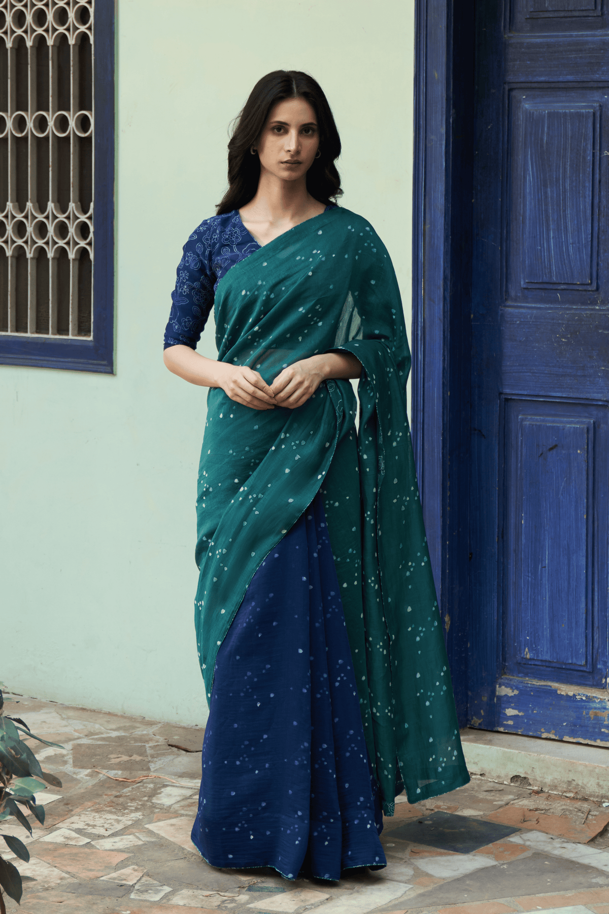 Emerald Printed Saree Set