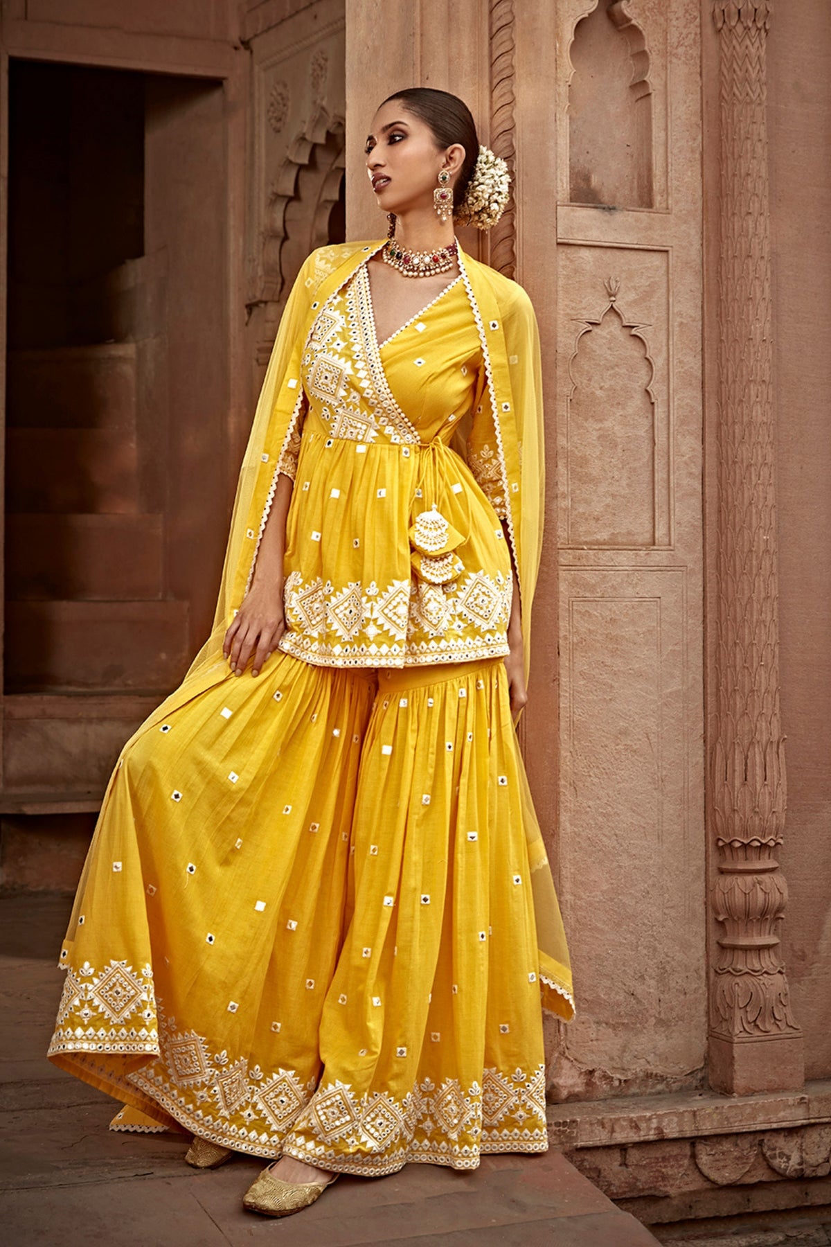 Yellow Diamond Sharara Set