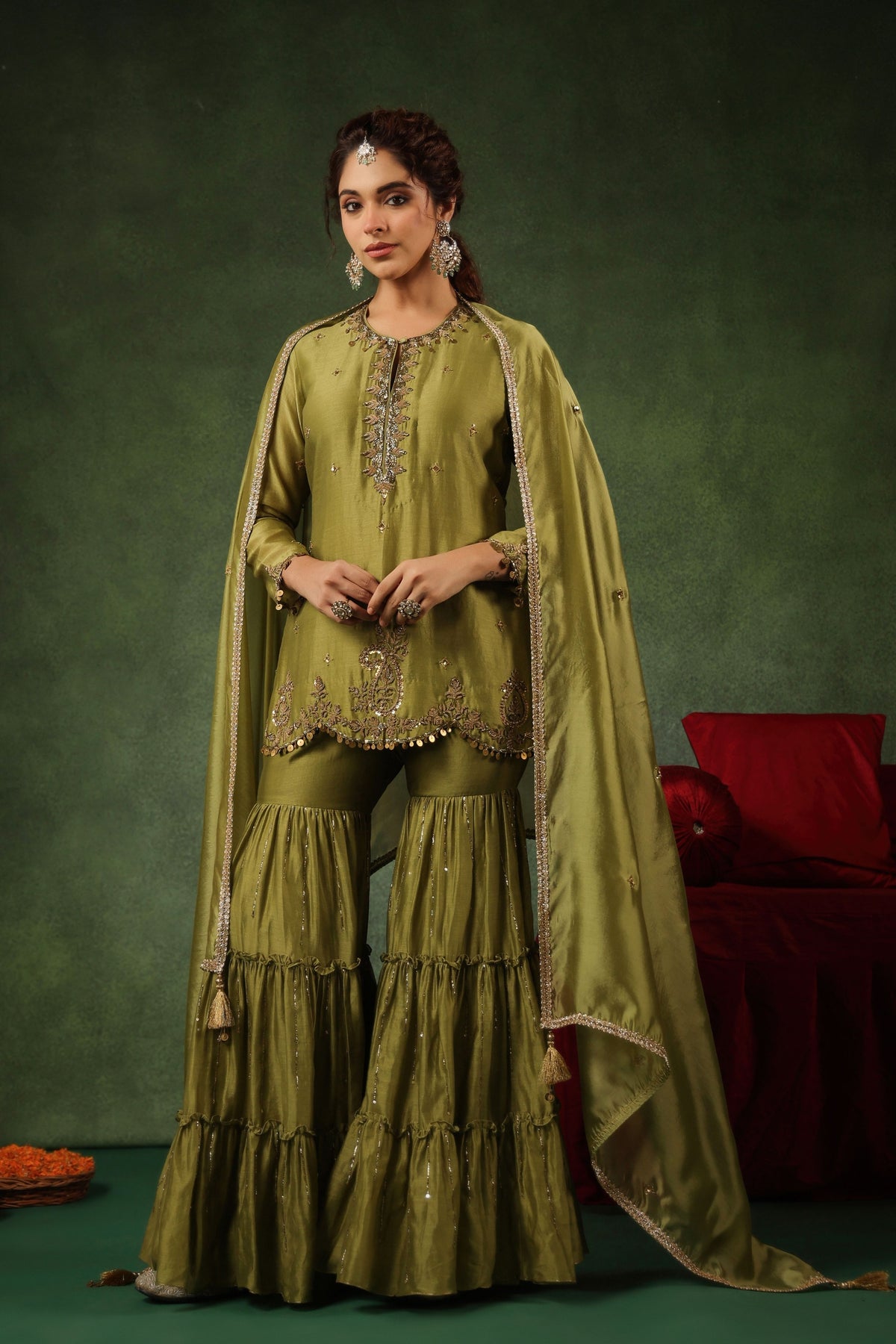 Green Sharara Set