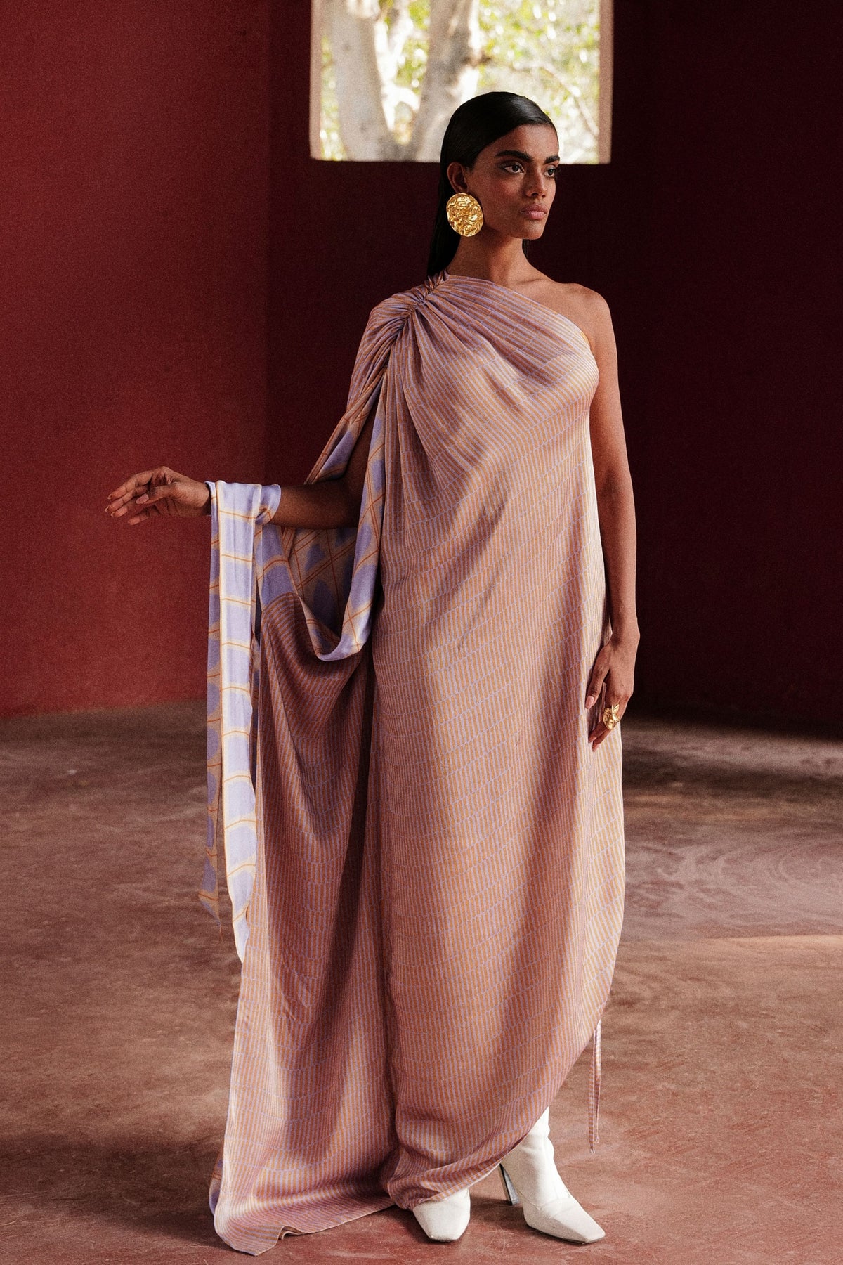 Sorento Kaftan in Peach Stripe