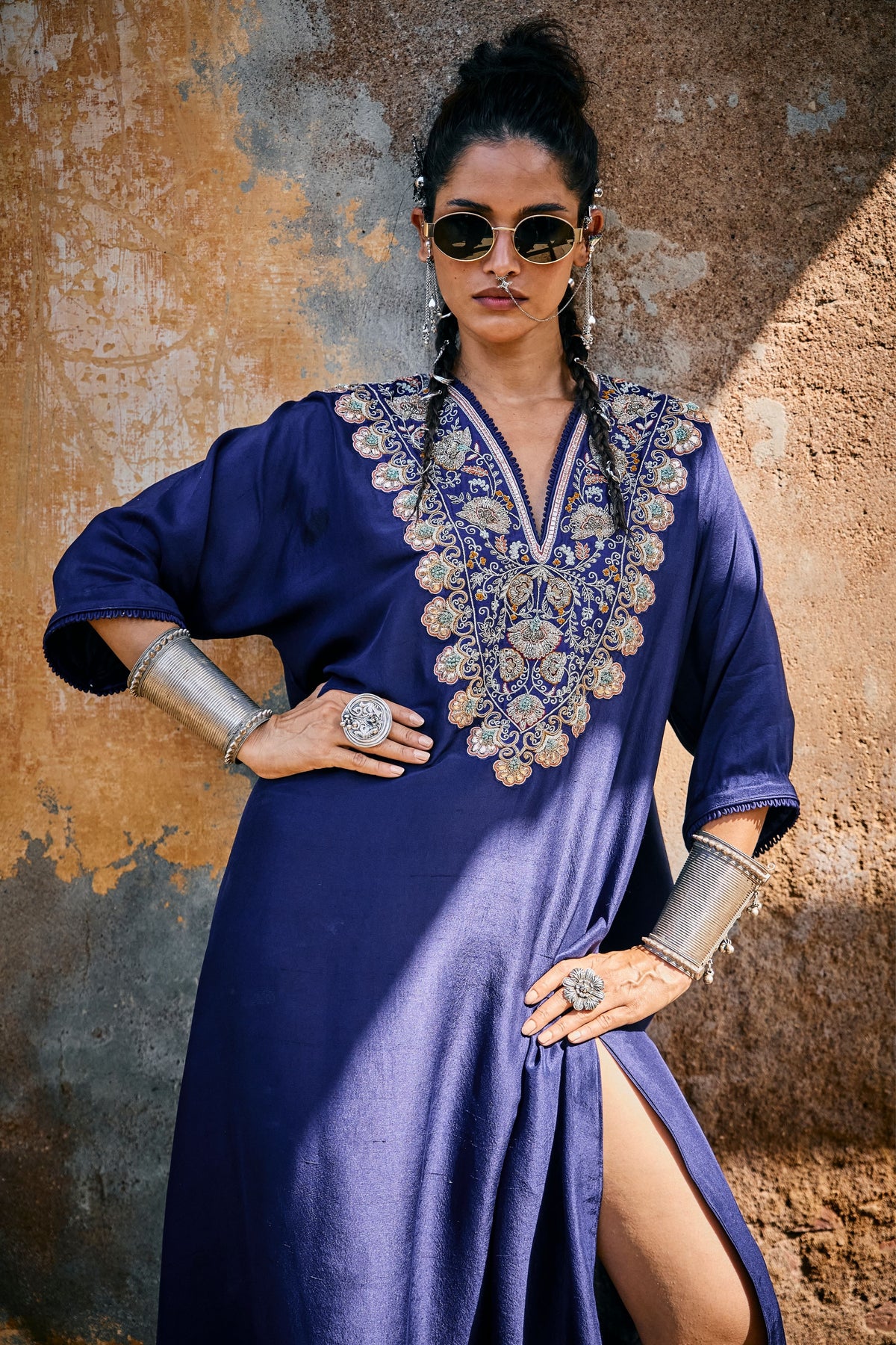 Embroidered Purple Kaftan