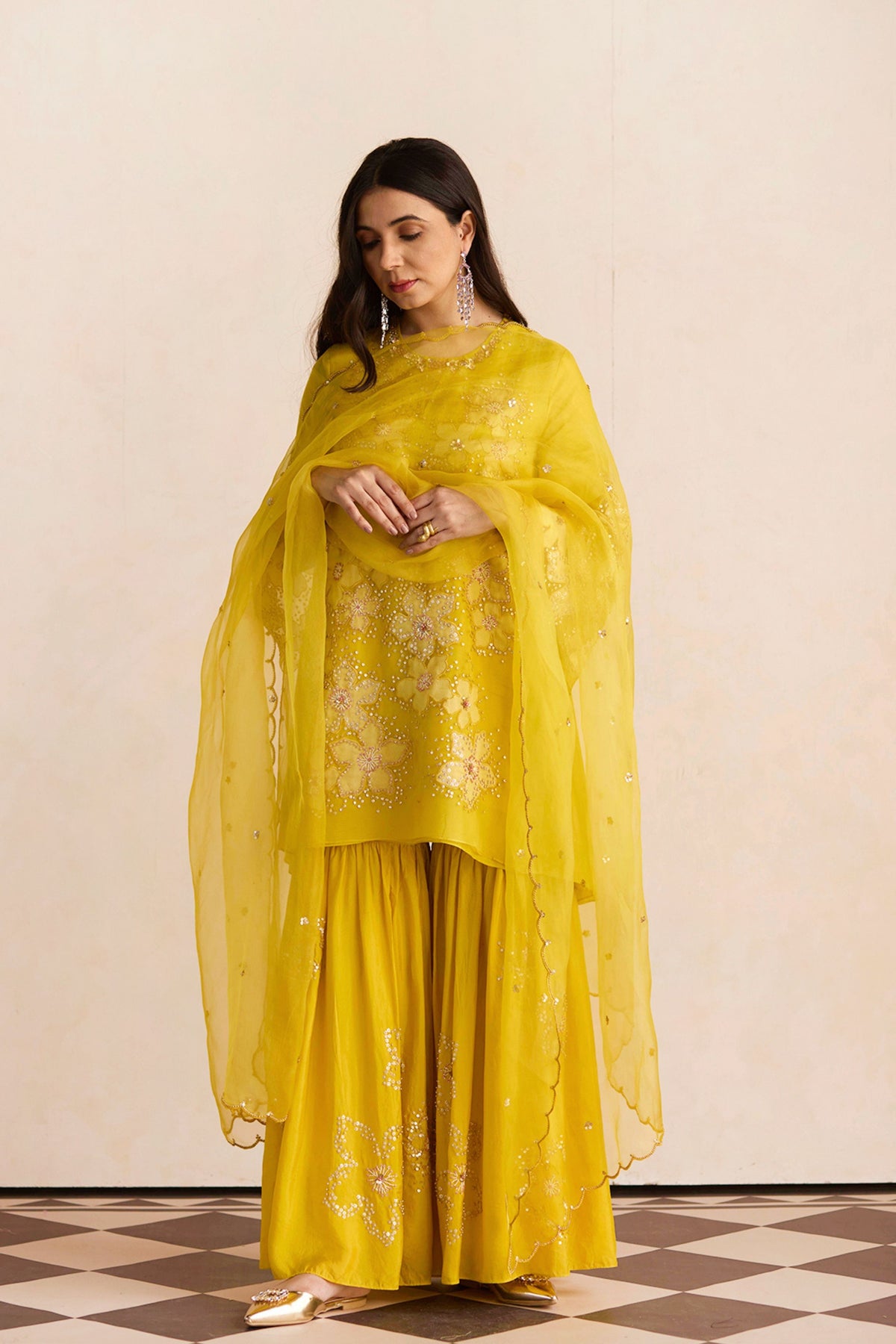 Yellow Mango Sharara Set