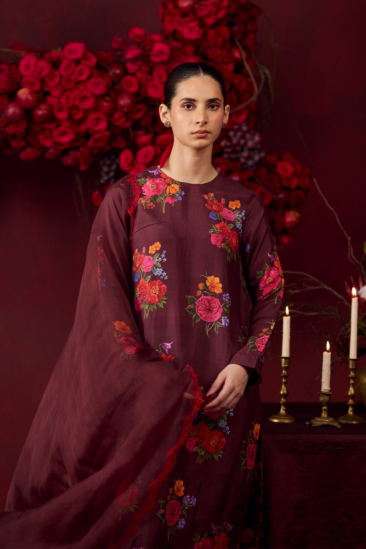 Enchanted Bloom Burgundy Kurta Set