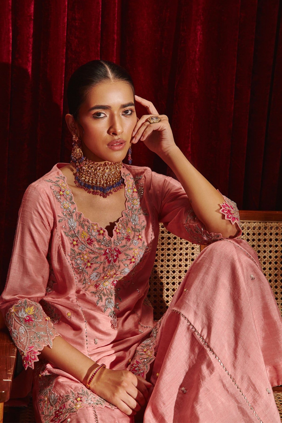 Rose Pink Manu Sharara Set