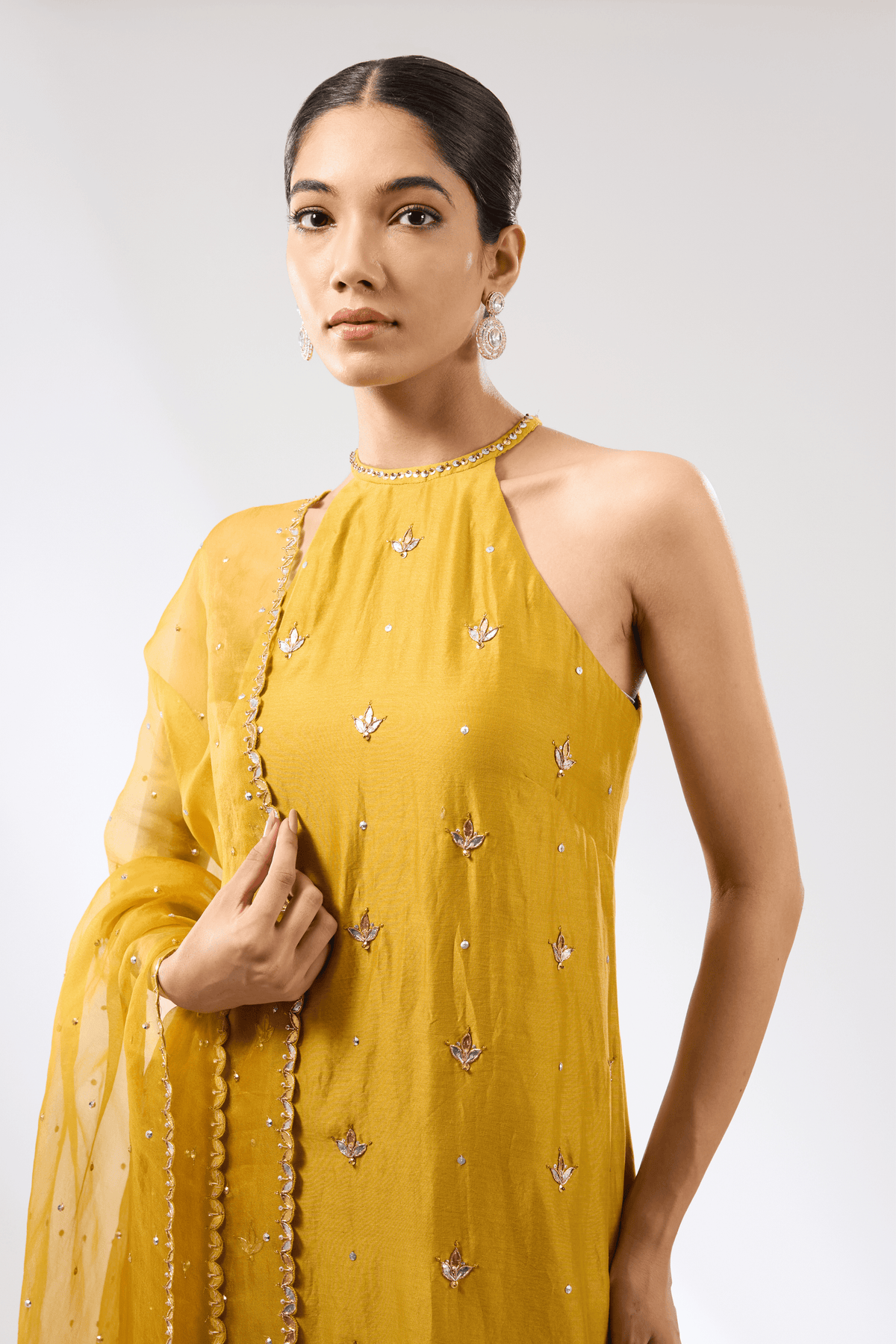 Mustard Halter Kurta Set