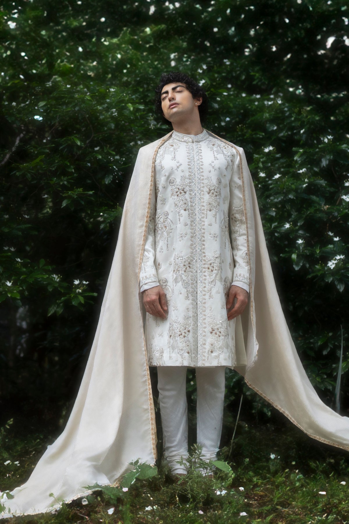 Wisteria White Sherwani Set