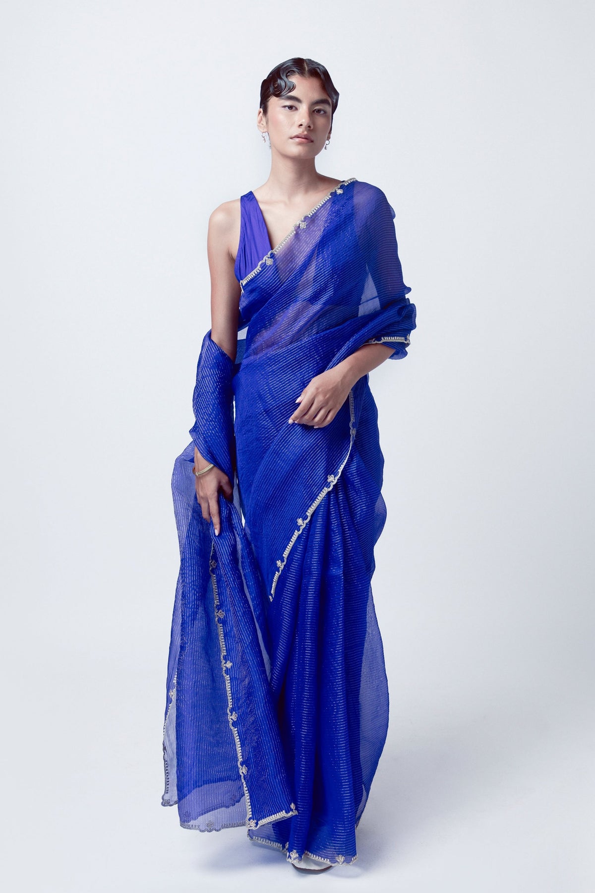 Handwoven Electric Blue Organza Saree