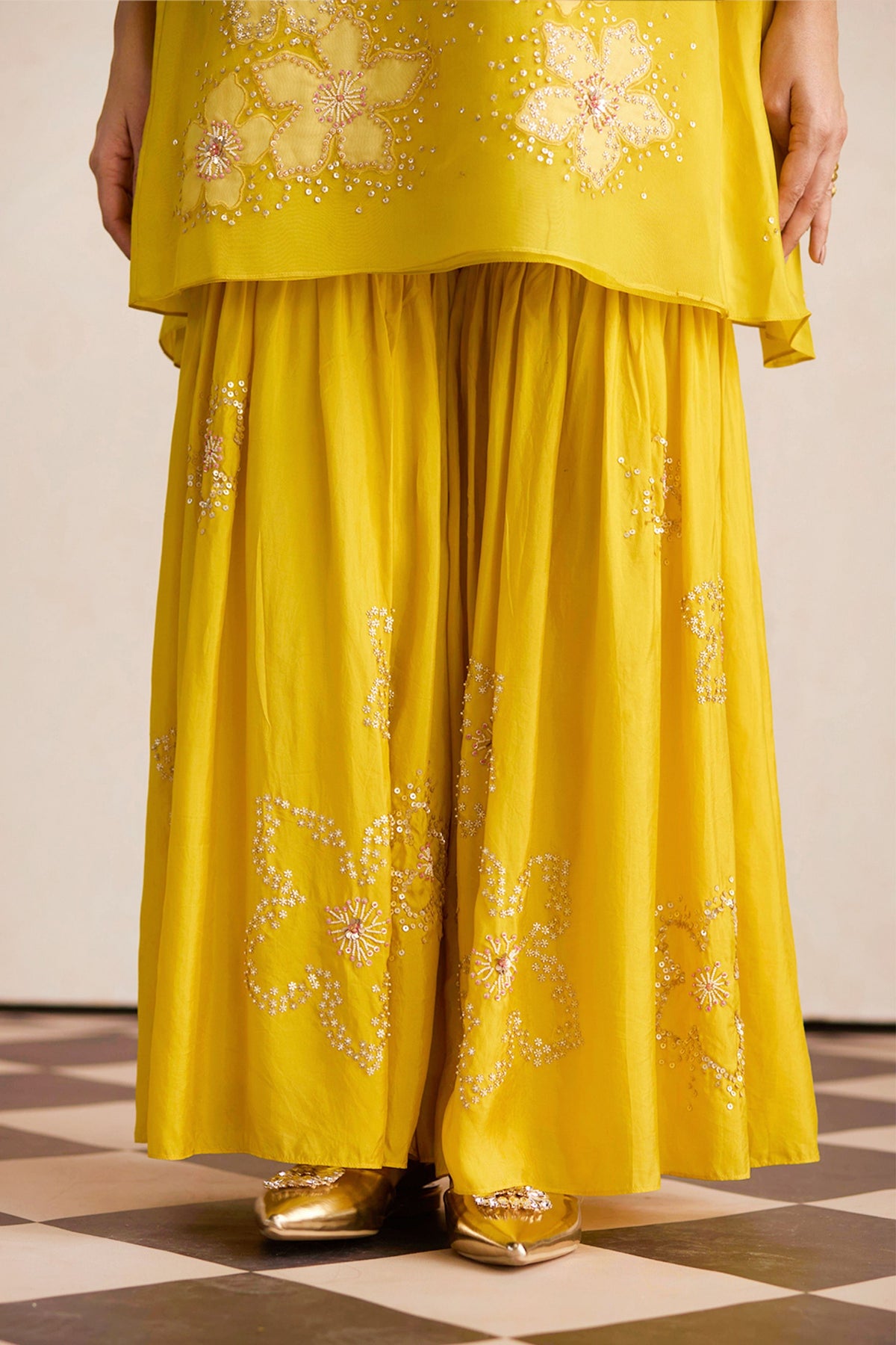 Yellow Mango Sharara Set