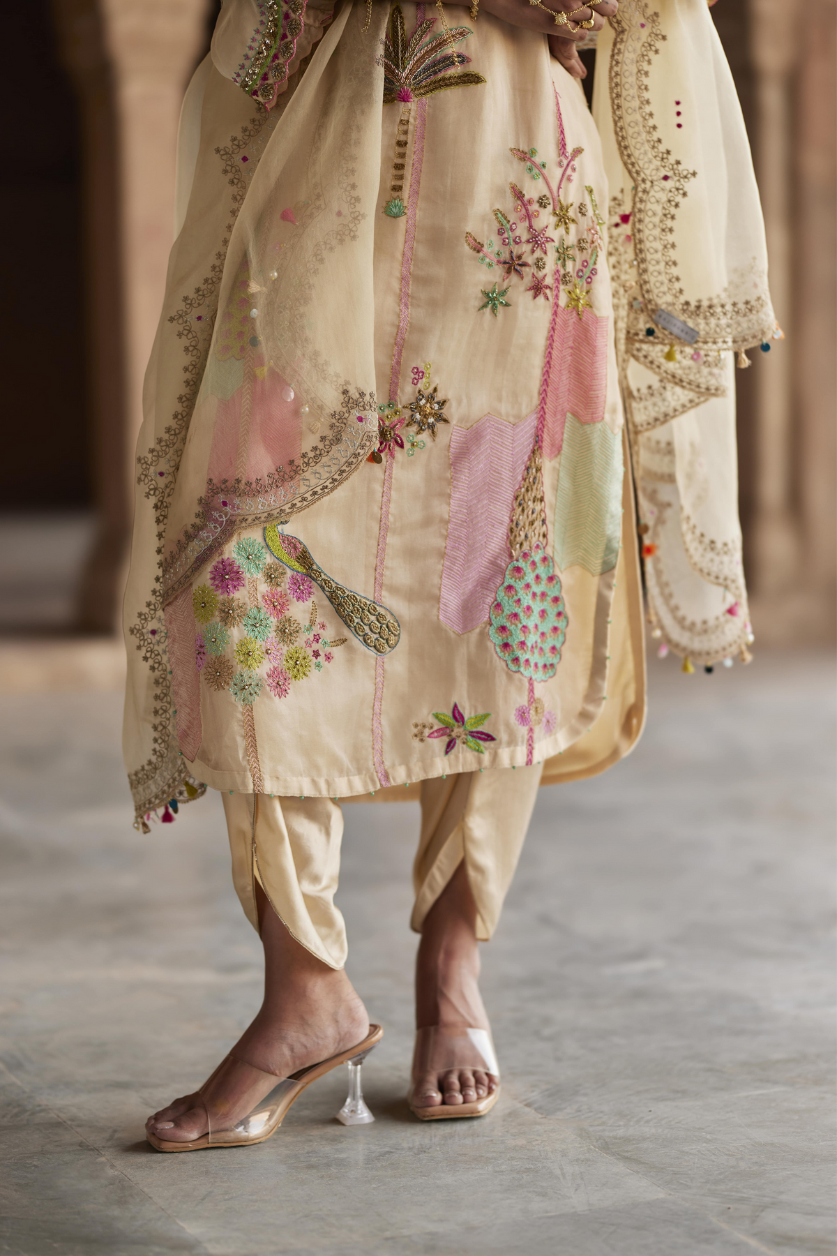 Nadira Ivory Organza Kurta Set