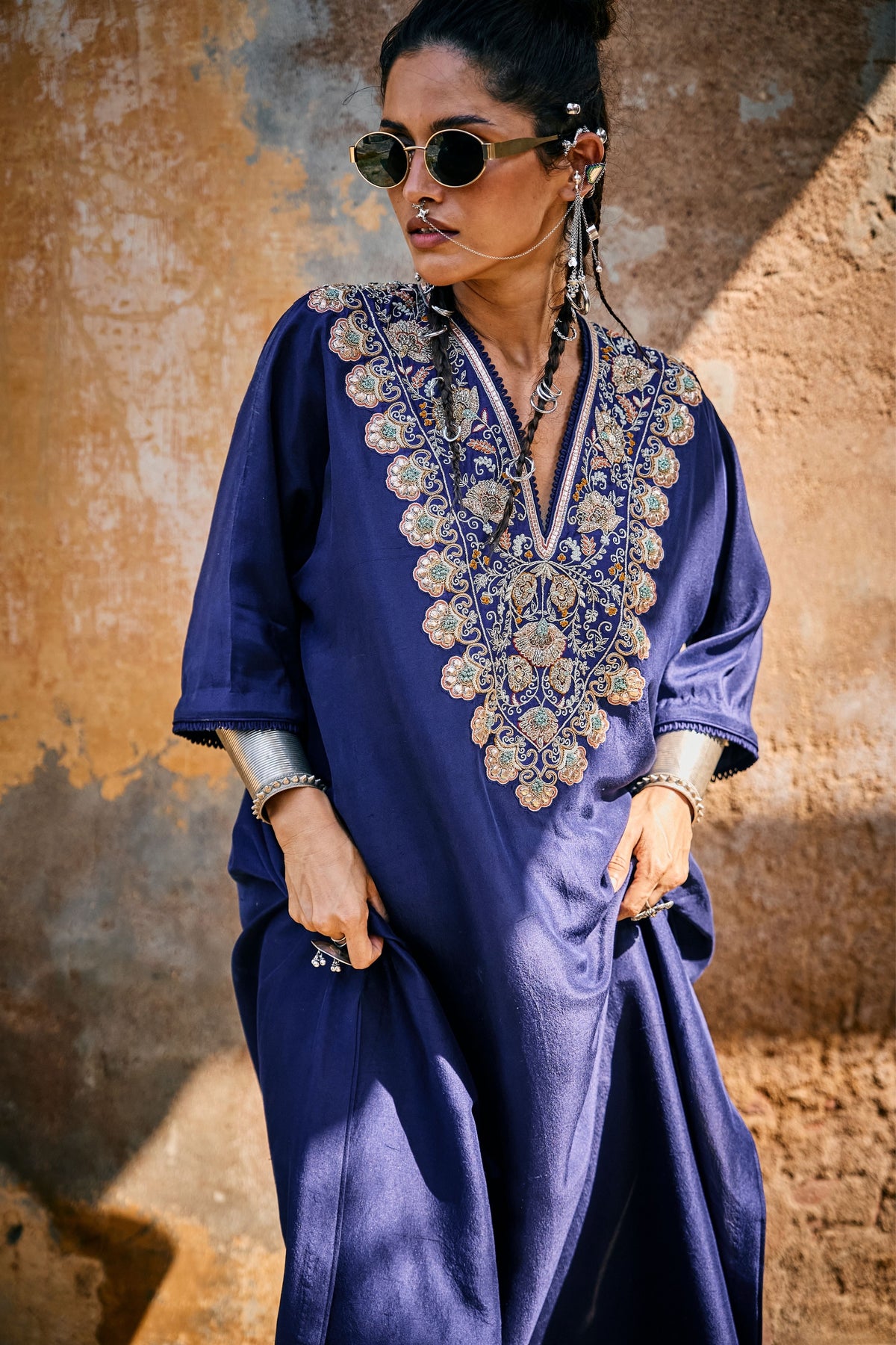 Embroidered Purple Kaftan