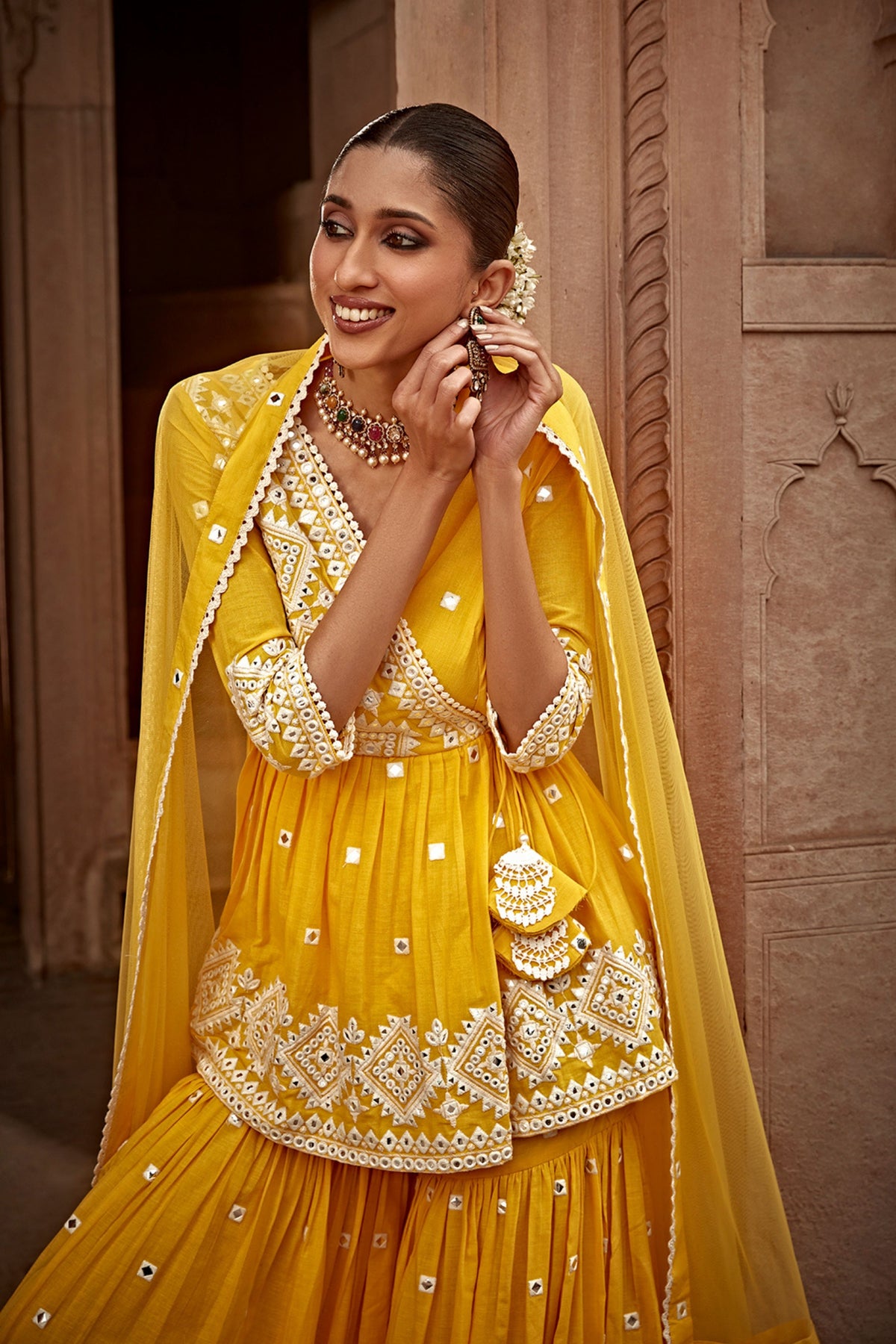 Yellow Diamond Sharara Set