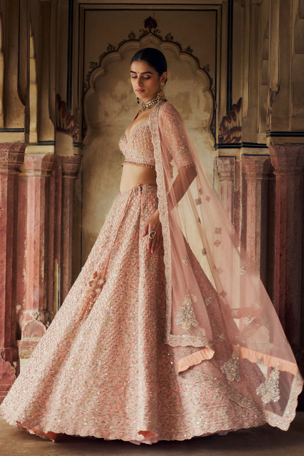 Peach Lehenga Choli Set